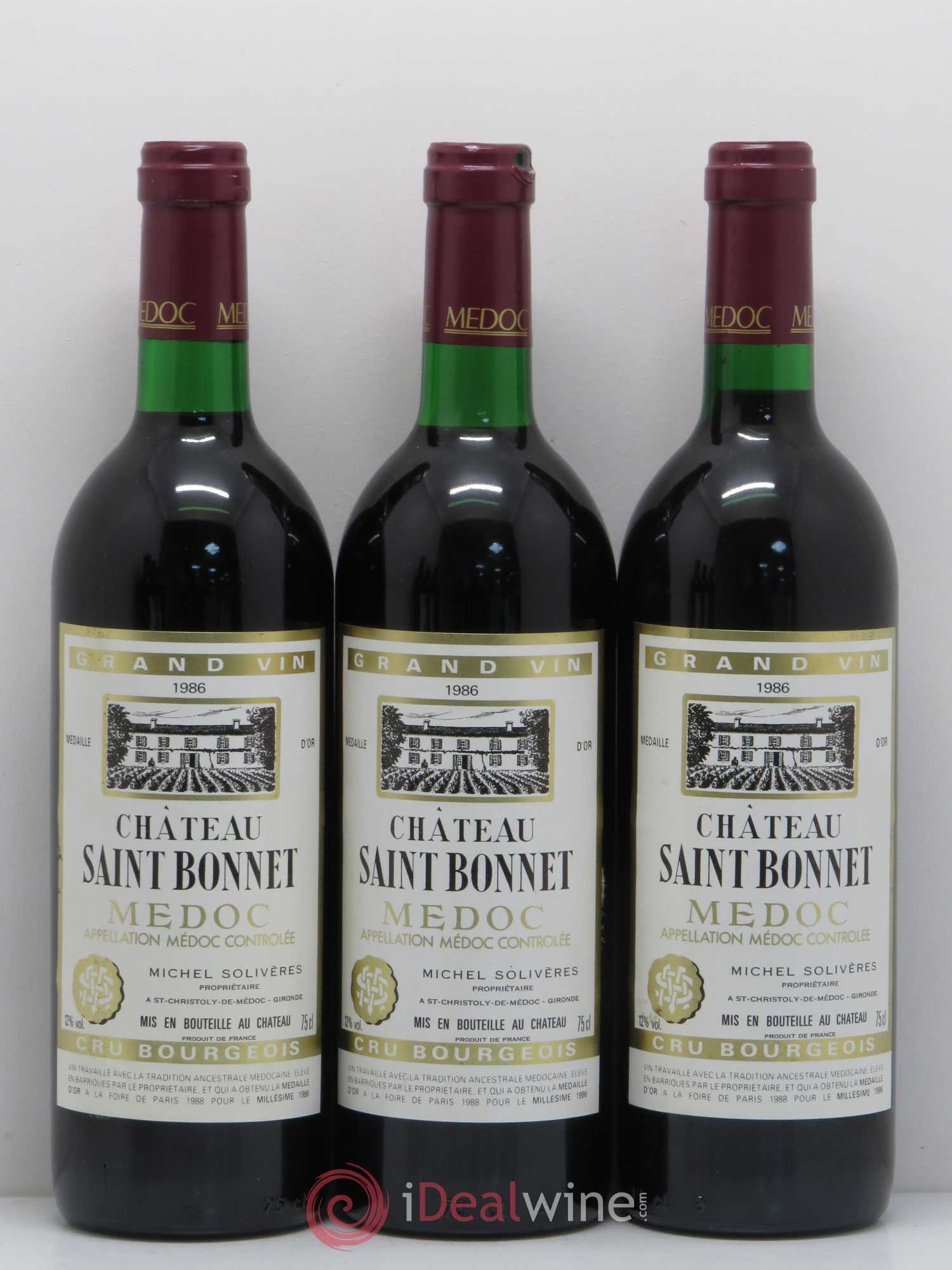Saint-Émilion Château Saint Bonnet Michel Solviere (sans prix de réserve) 1986 - Posten von 6 Flaschen - 2