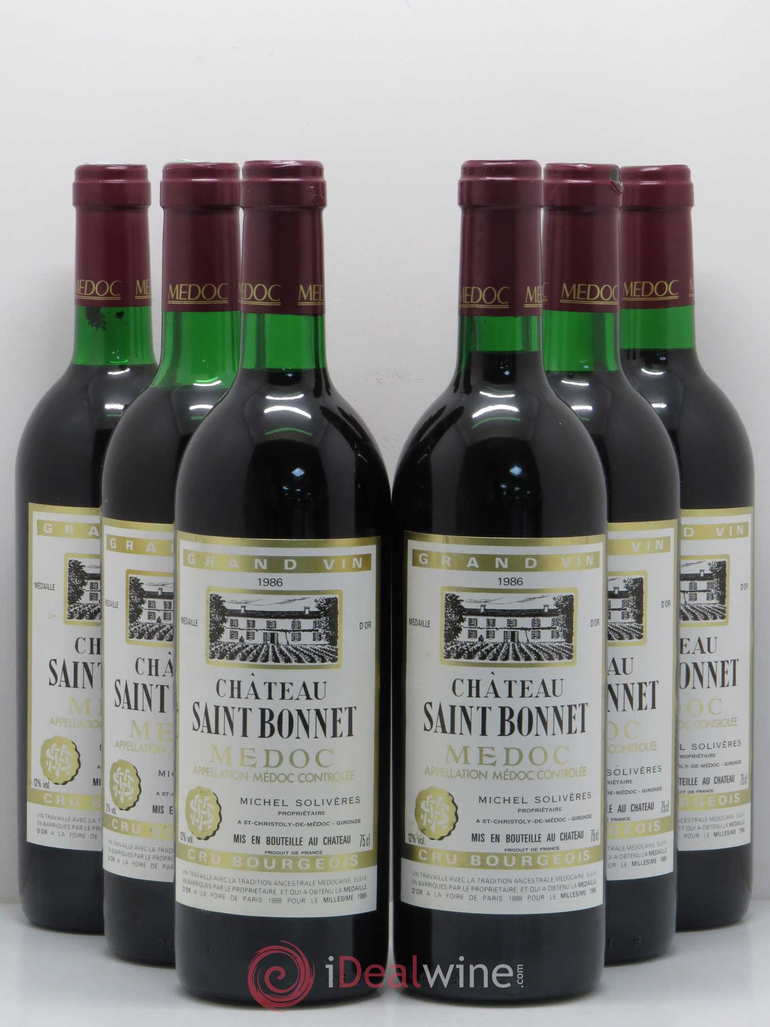Saint-Émilion Château Saint Bonnet Michel Solviere (sans prix de réserve) 1986 - Posten von 6 Flaschen - 0