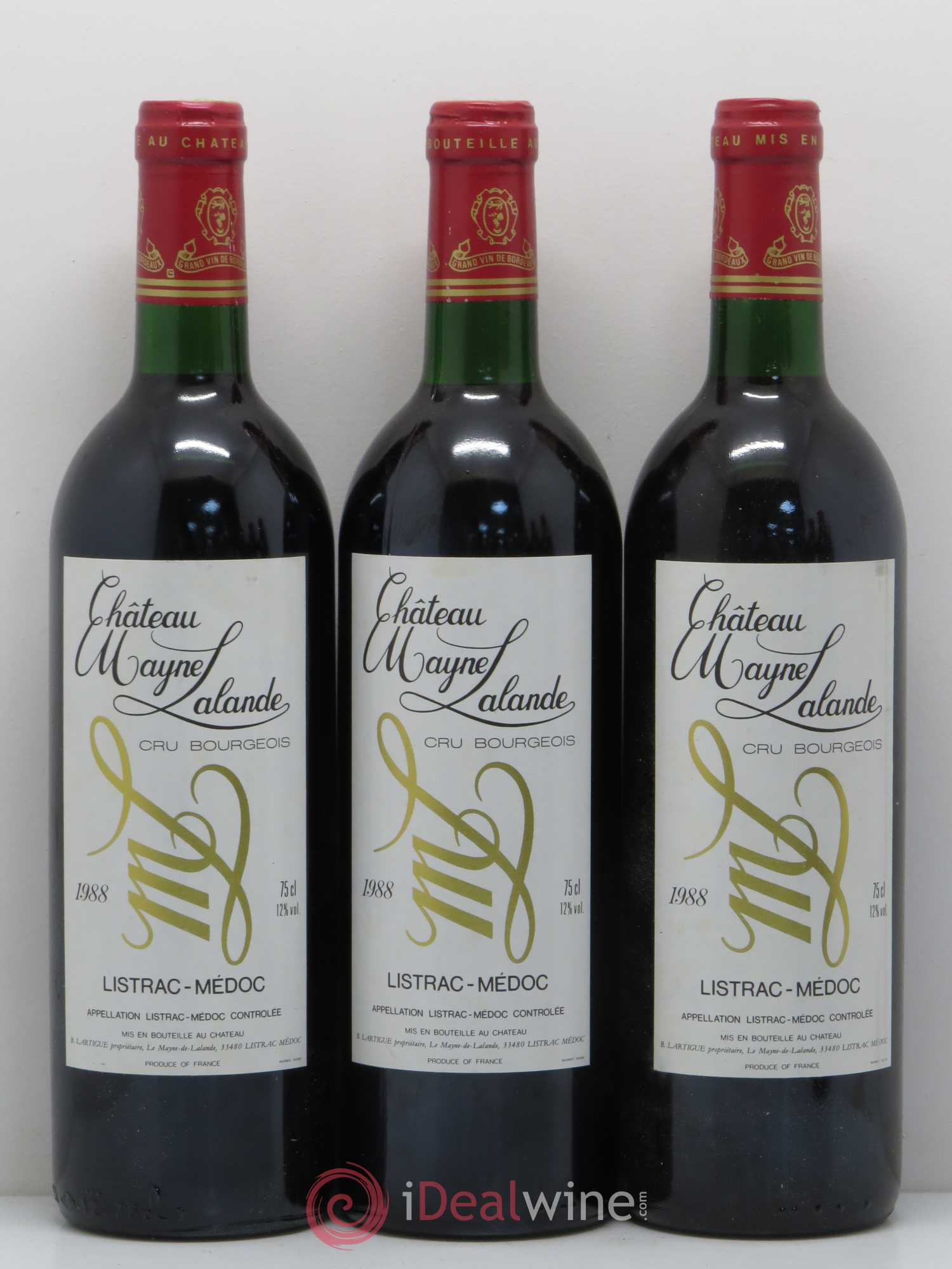 Château Mayne Lalande Cru Bourgeois (sans prix de réserve) 1988 - Lot de 6 bouteilles - 1