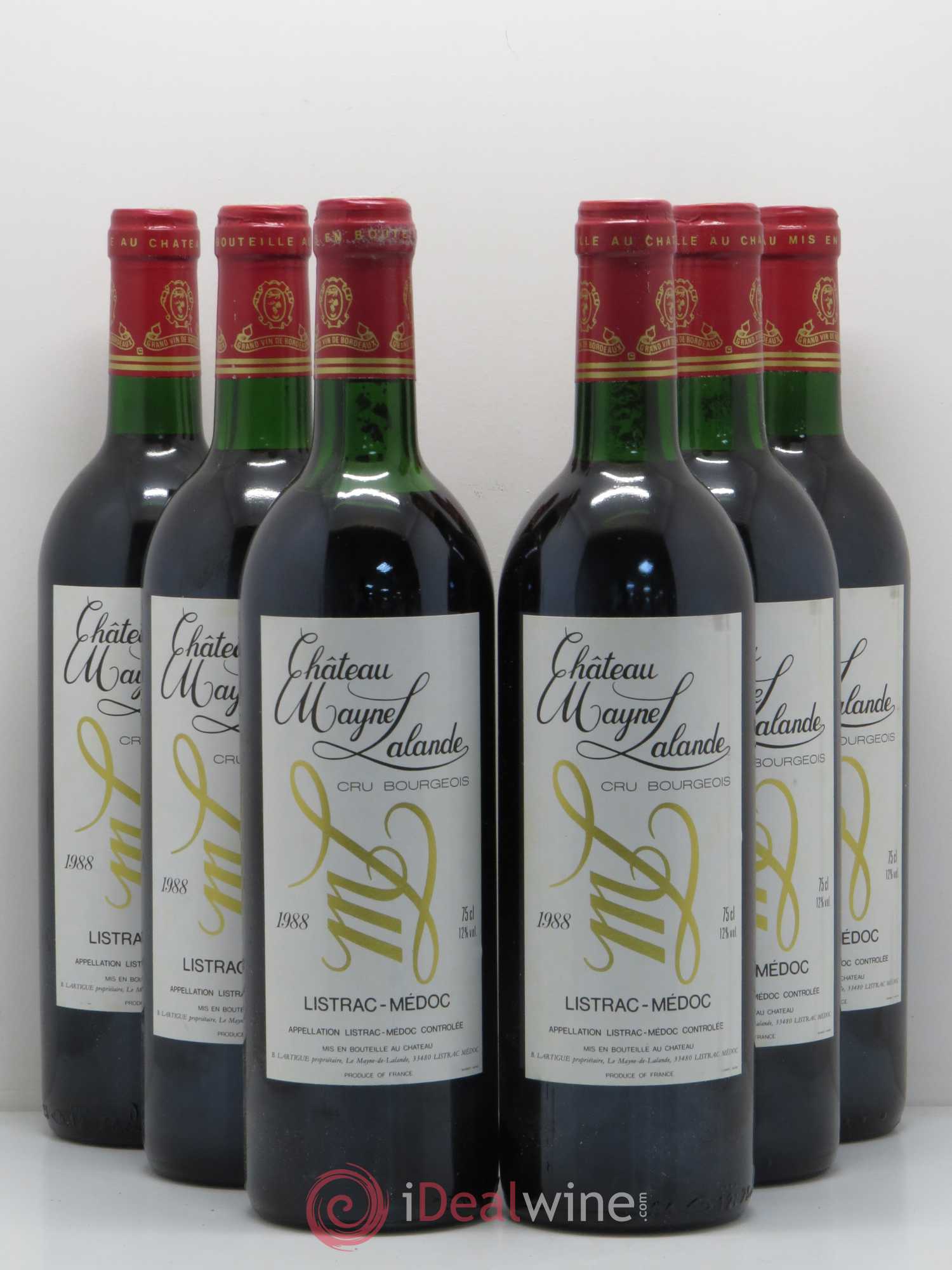 Château Mayne Lalande Cru Bourgeois (sans prix de réserve) 1988 - Lot de 6 bouteilles - 0