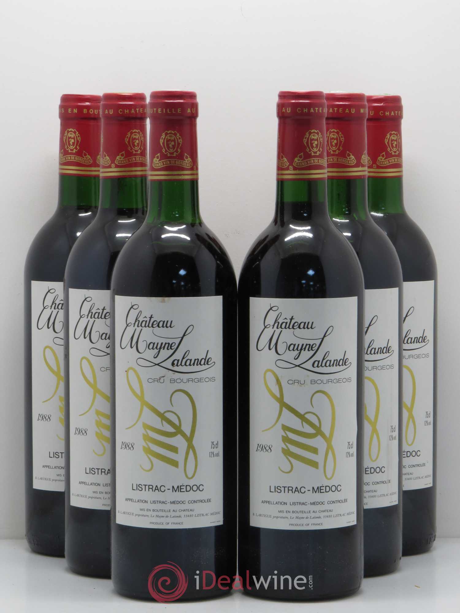 Château Mayne Lalande Cru Bourgeois (sans prix de réserve) 1988 - Lot de 6 bouteilles - 0