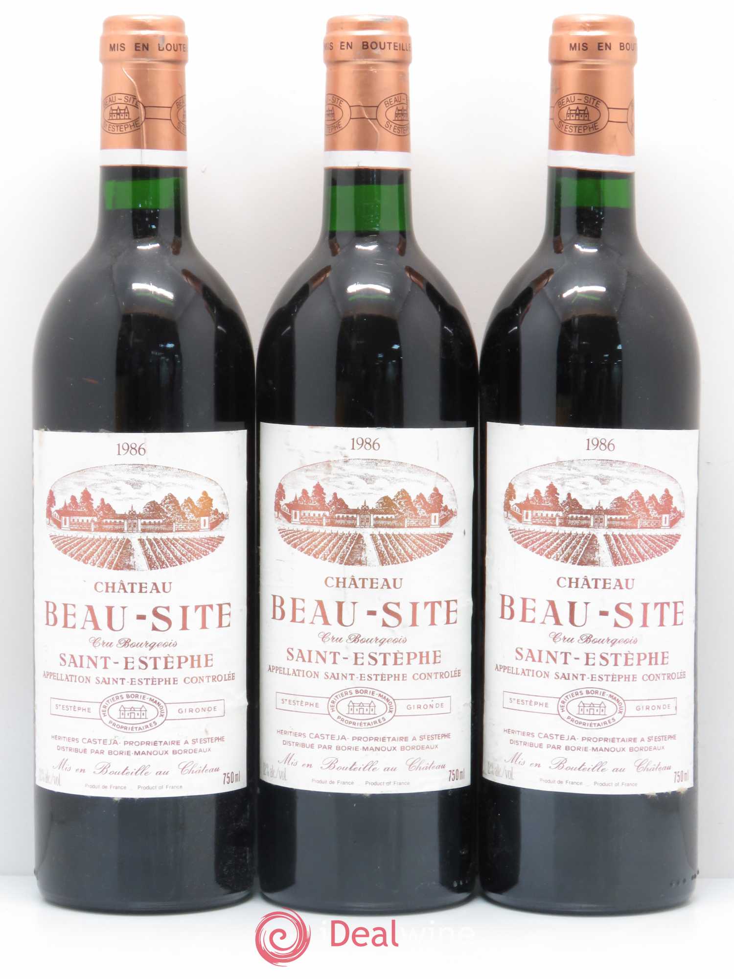 Château Beau Site Cru Bourgeois 1986 - Lot de 3 bouteilles - 0