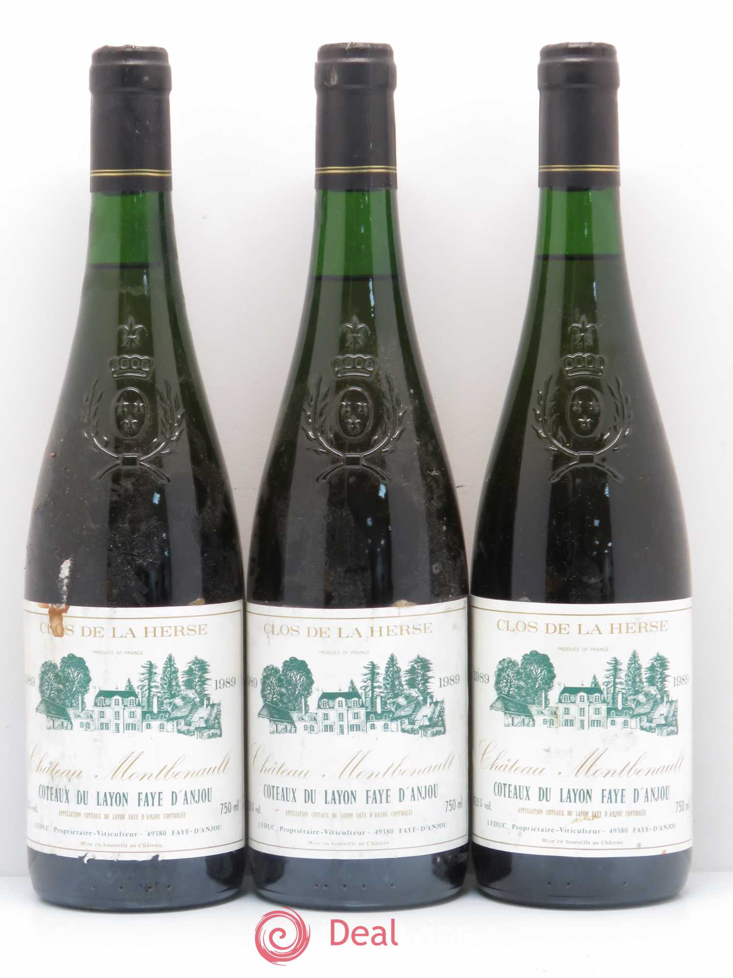 Coteaux du Layon Faye d'Anjou Château Montbenault Clos de la Herse 1989 - Lotto di 3 bottiglie - 0