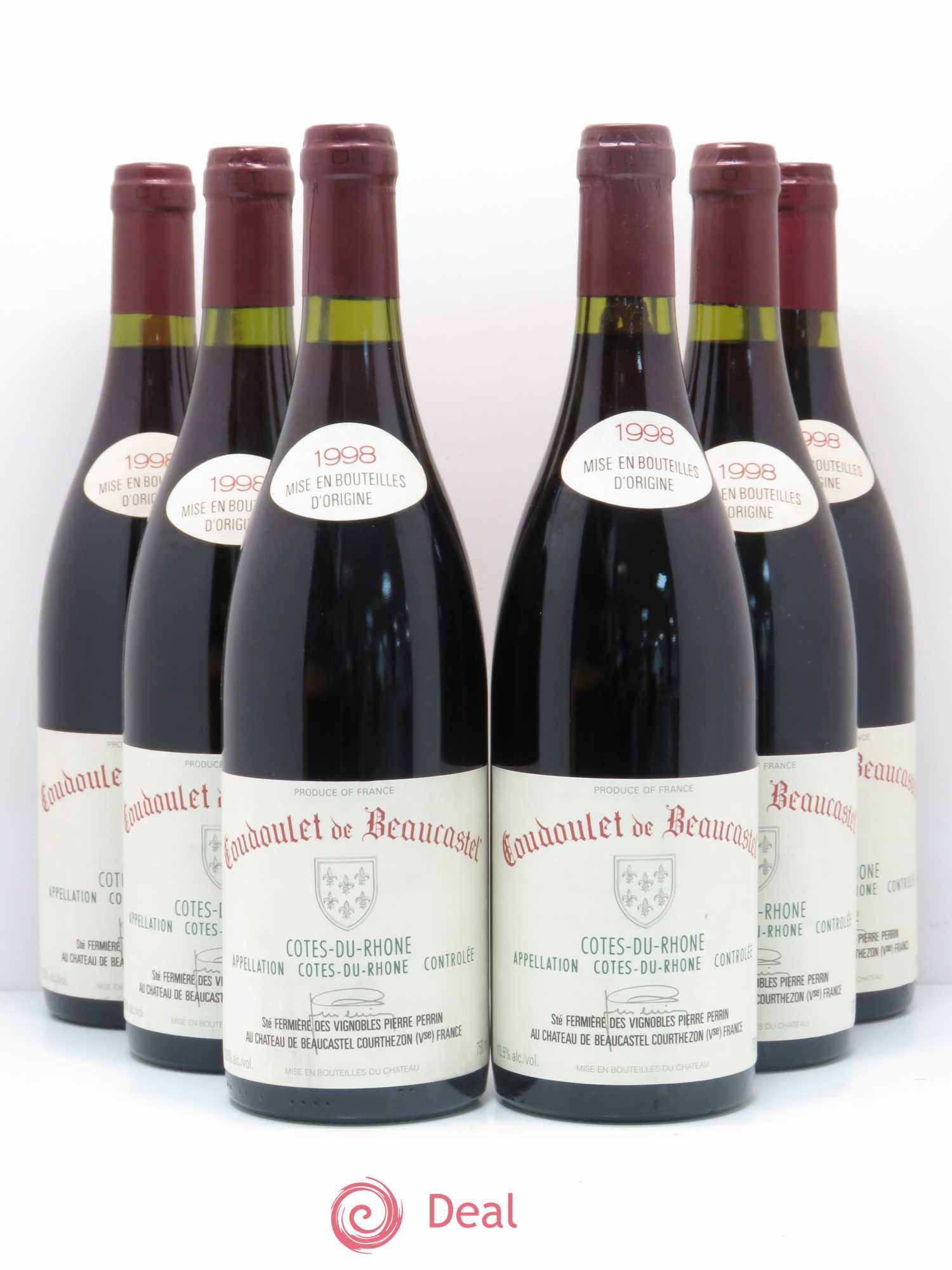 Côtes-du-Rhône Coudoulet de Beaucastel Famille Perrin 1998 - Lot de 6 bouteilles - 0