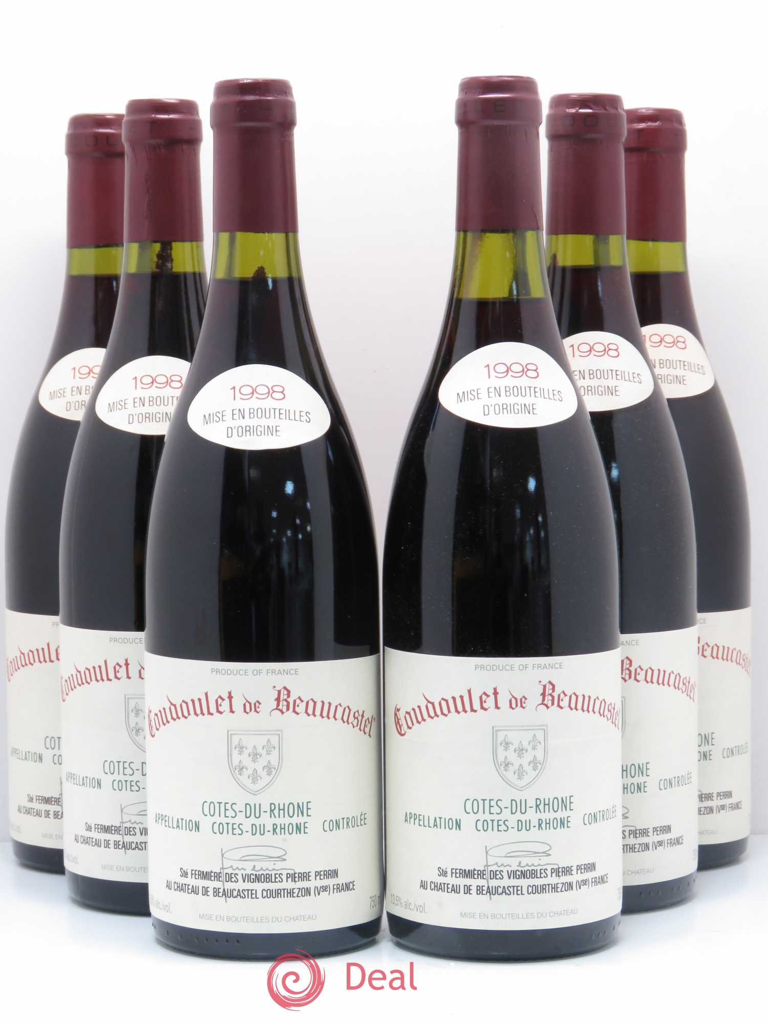 Côtes-du-Rhône Coudoulet de Beaucastel Famille Perrin 1998 - Lot de 6 bouteilles - 0