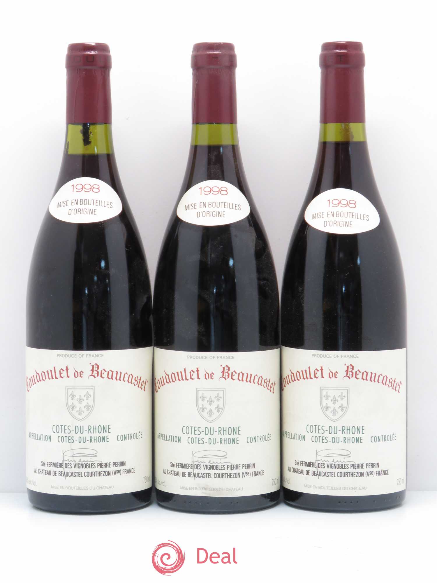 Côtes-du-Rhône Coudoulet de Beaucastel Famille Perrin 1998 - Lot de 3 bouteilles - 0