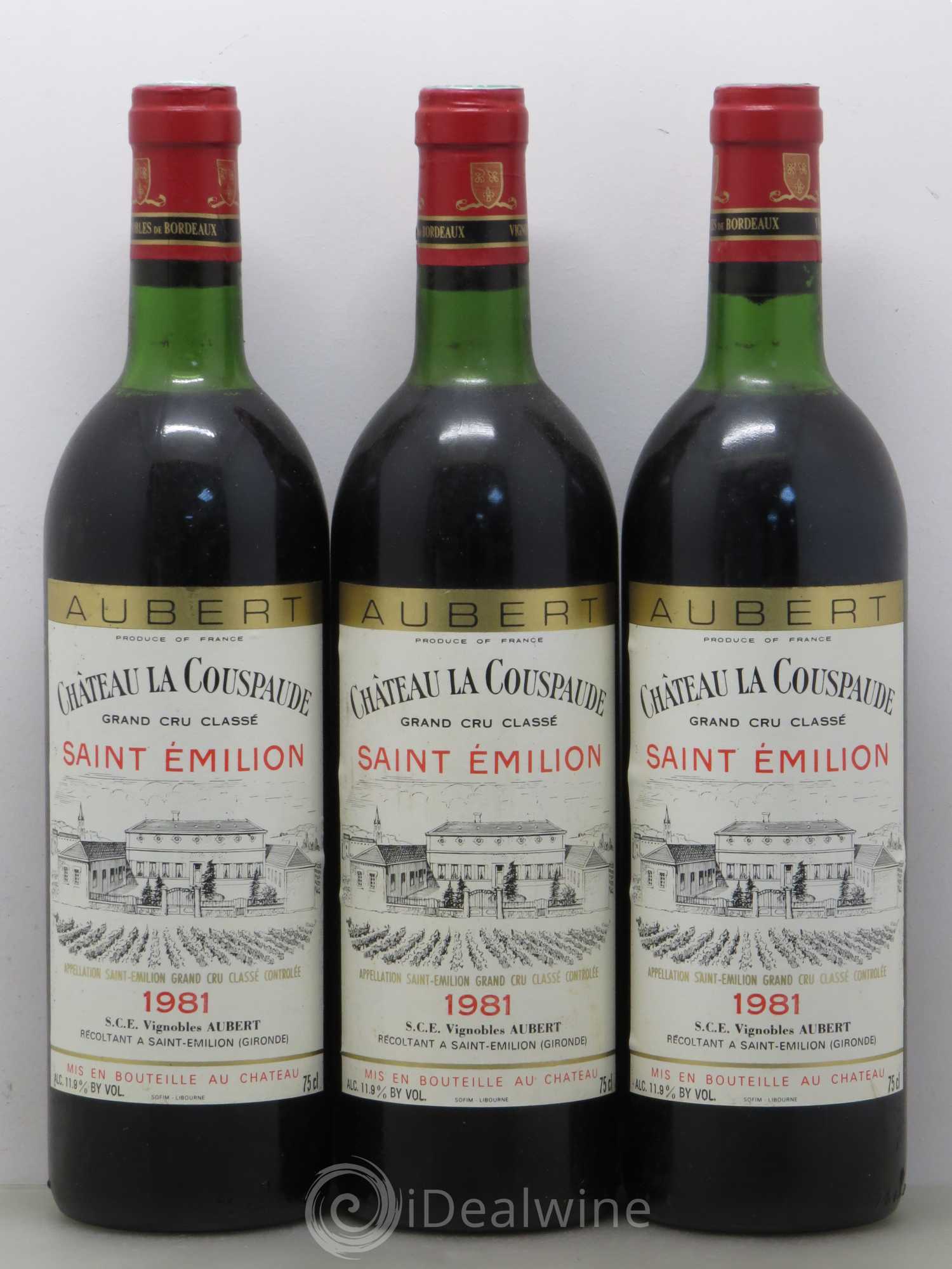 Château la Couspaude Grand Cru Classé (sans prix de réserve) 1981 - Lot de 3 bouteilles - 0