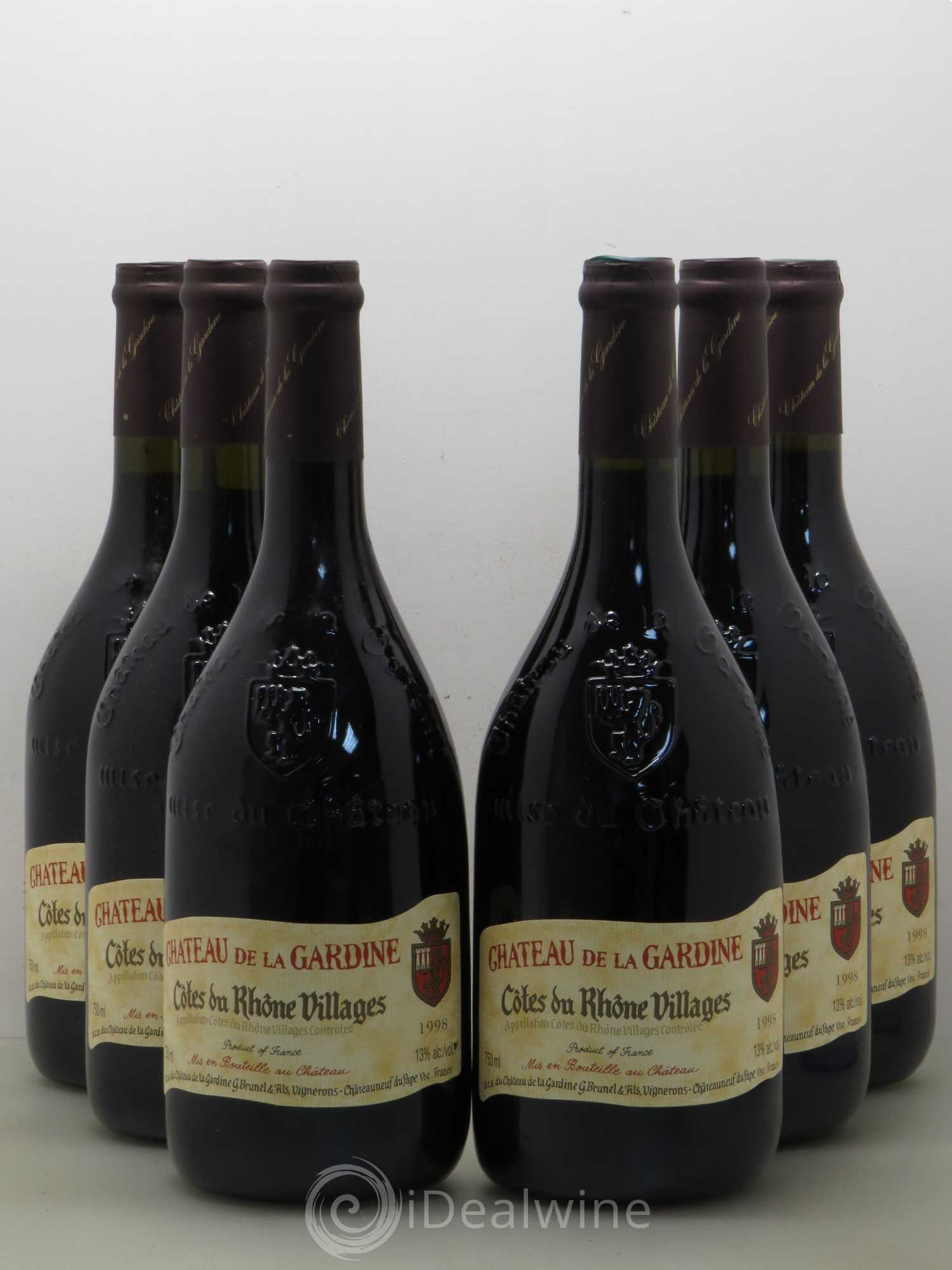 Côtes-du-Rhône Village Château de La Gardine (sans prix de réserve) 1998 - Posten von 6 Flaschen - 0