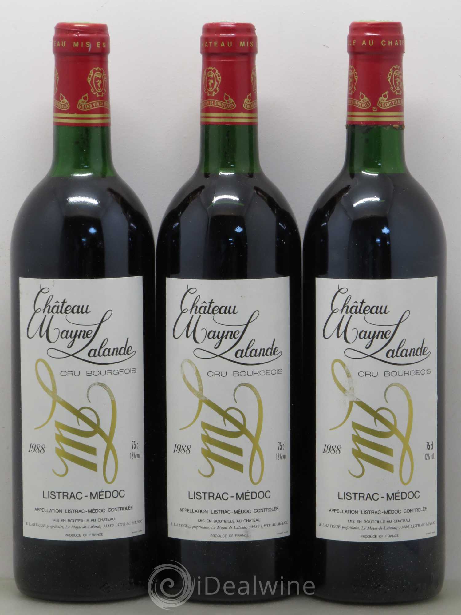 Château Mayne Lalande Cru Bourgeois (sans prix de réserve) 1988 - Lot de 3 bouteilles - 0