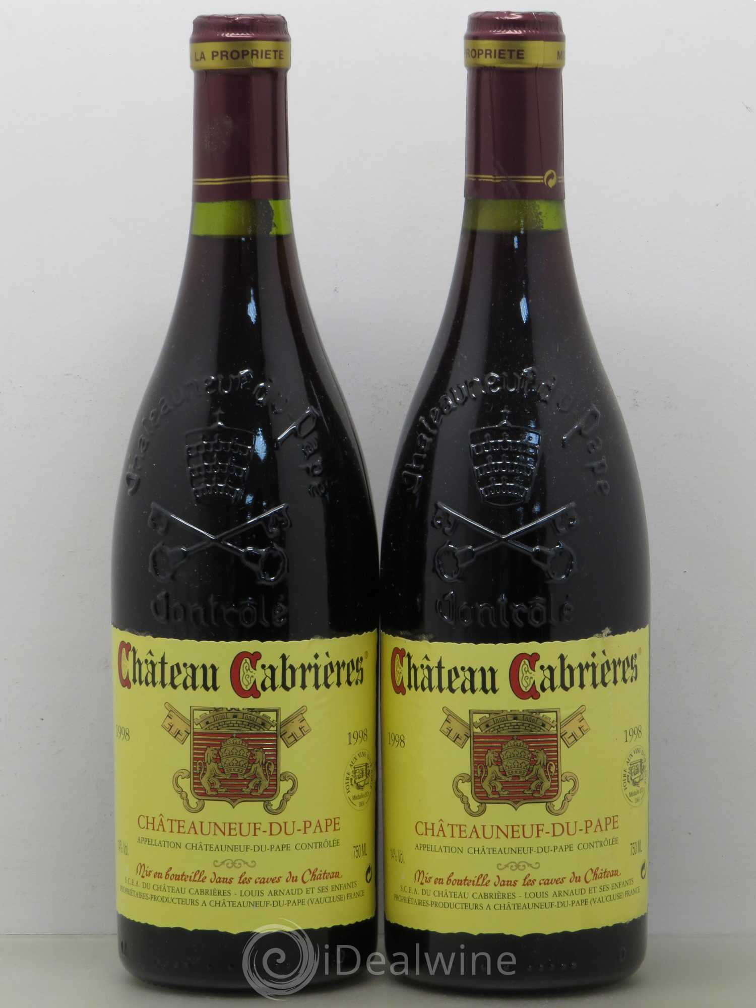 Châteauneuf-du-Pape Château Cabrieres 1998 - Lot de 2 bouteilles - 0