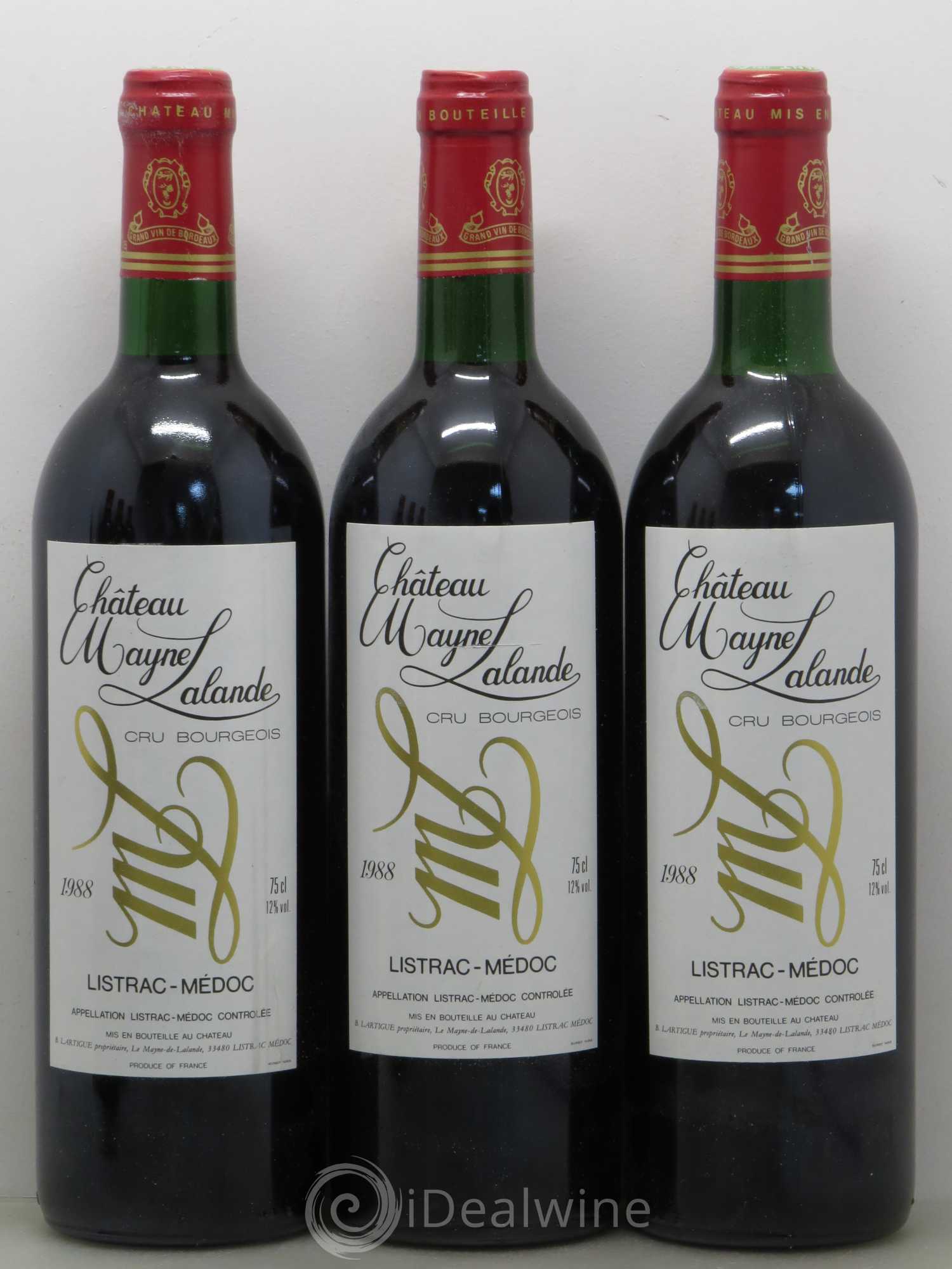 Château Mayne Lalande Cru Bourgeois (sans prix de réserve) 1988 - Lot de 6 bouteilles - 1