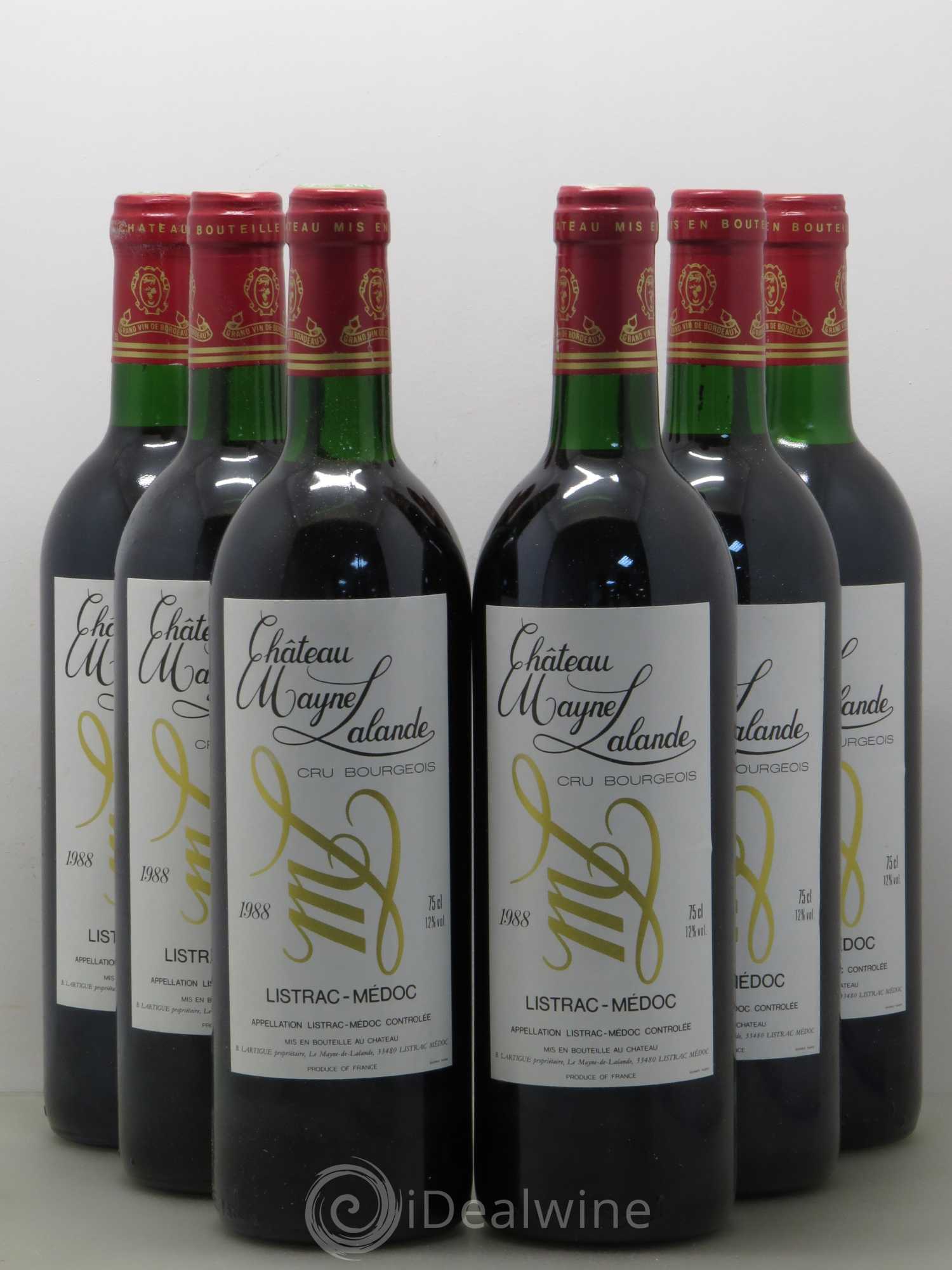 Château Mayne Lalande Cru Bourgeois (sans prix de réserve) 1988 - Lot de 6 bouteilles - 0