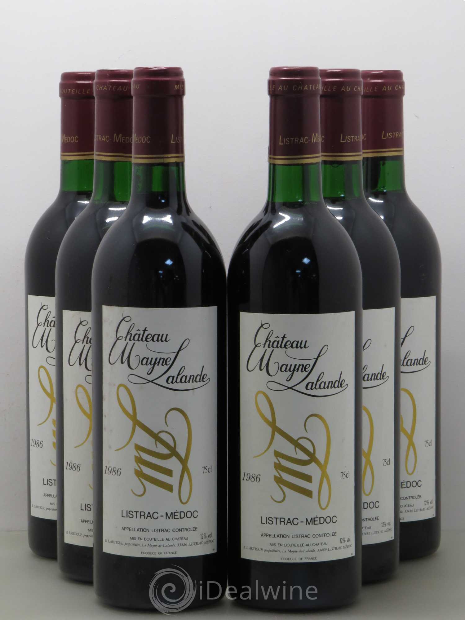 Château Mayne Lalande Cru Bourgeois (sans prix de réserve) 1986 - Lot de 6 bouteilles - 0