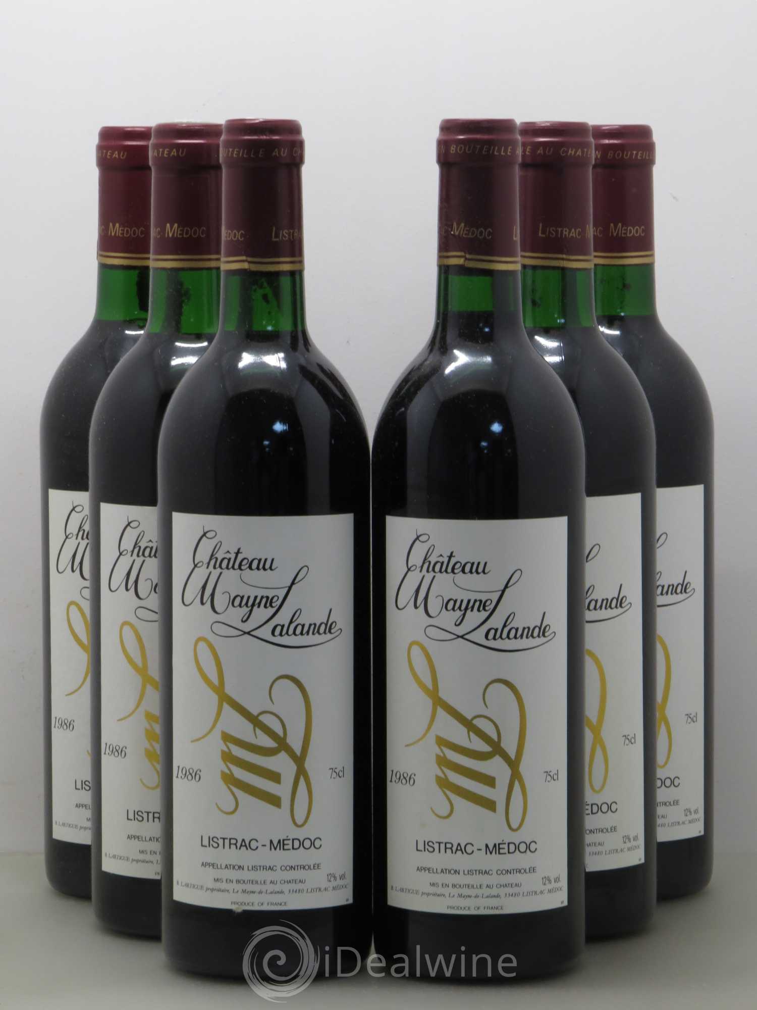 Château Mayne Lalande Cru Bourgeois (sans prix de réserve) 1986 - Lot de 6 bouteilles - 0