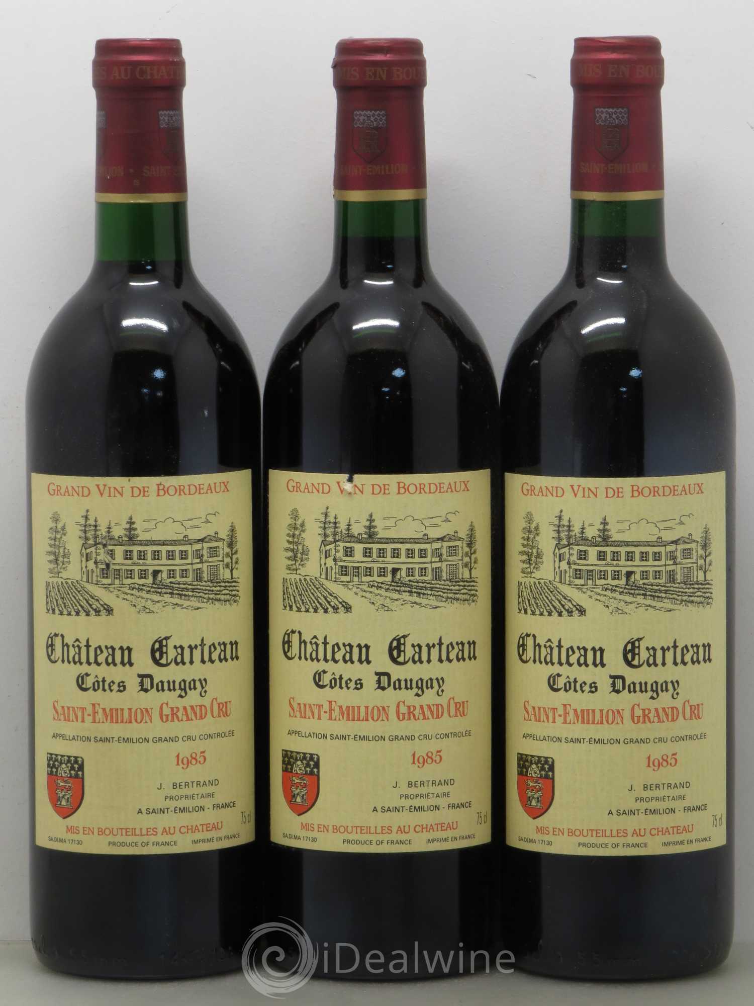Saint-Émilion Château Carteau Côtes Daugay 1985 - Posten von 6 Flaschen - 2