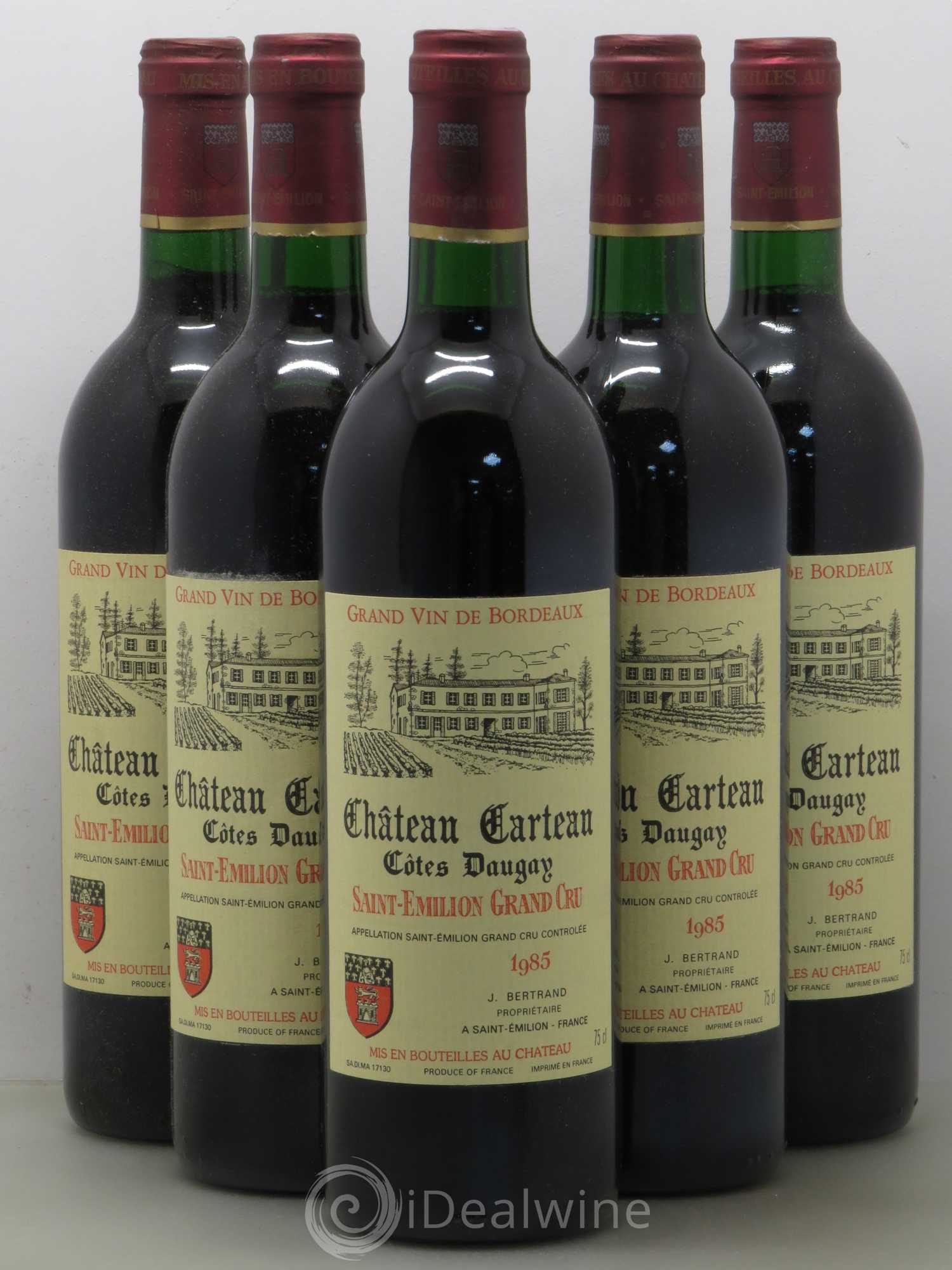 Saint-Émilion Château Carteau Côtes Daugay 1985 - Posten von 5 Flaschen - 0