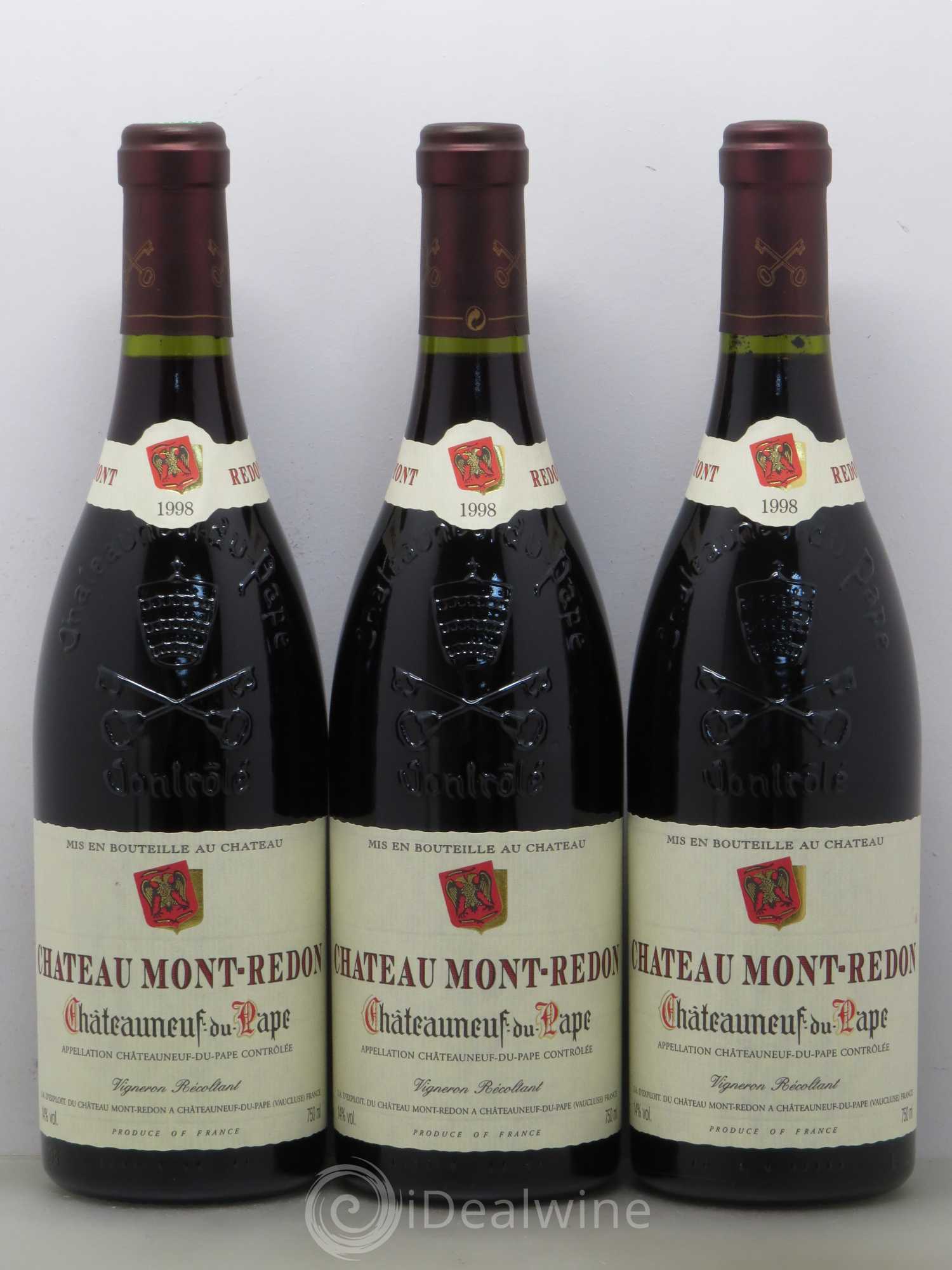 Châteauneuf-du-Pape Château Mont-Redon Famille Abeille-Fabre 1998 - Lotto di 3 bottiglie - 0