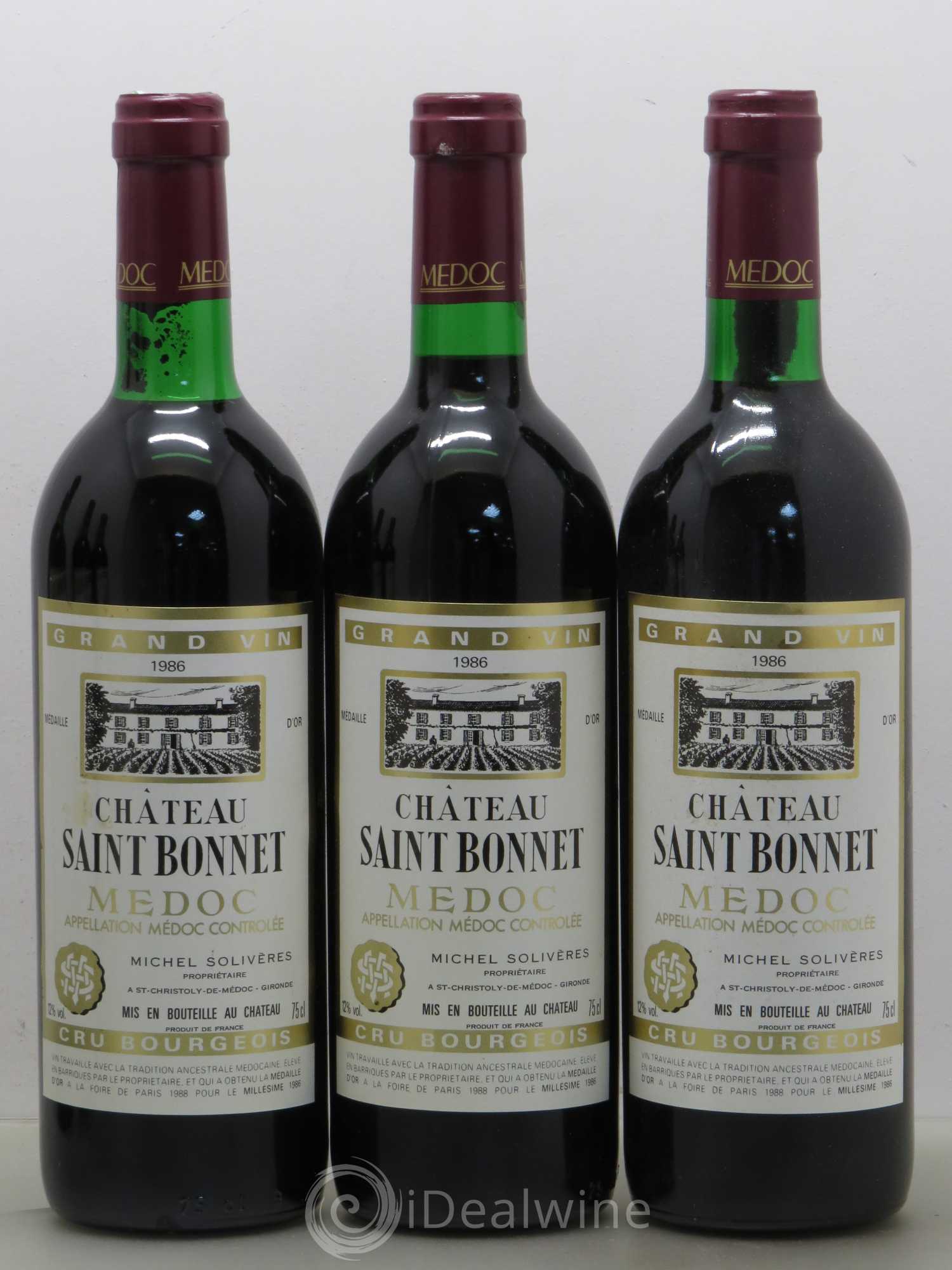 Château Saint-Bonnet Cru Bourgeois (sans prix de réserve) 1986 - Lot de 6 bouteilles - 1