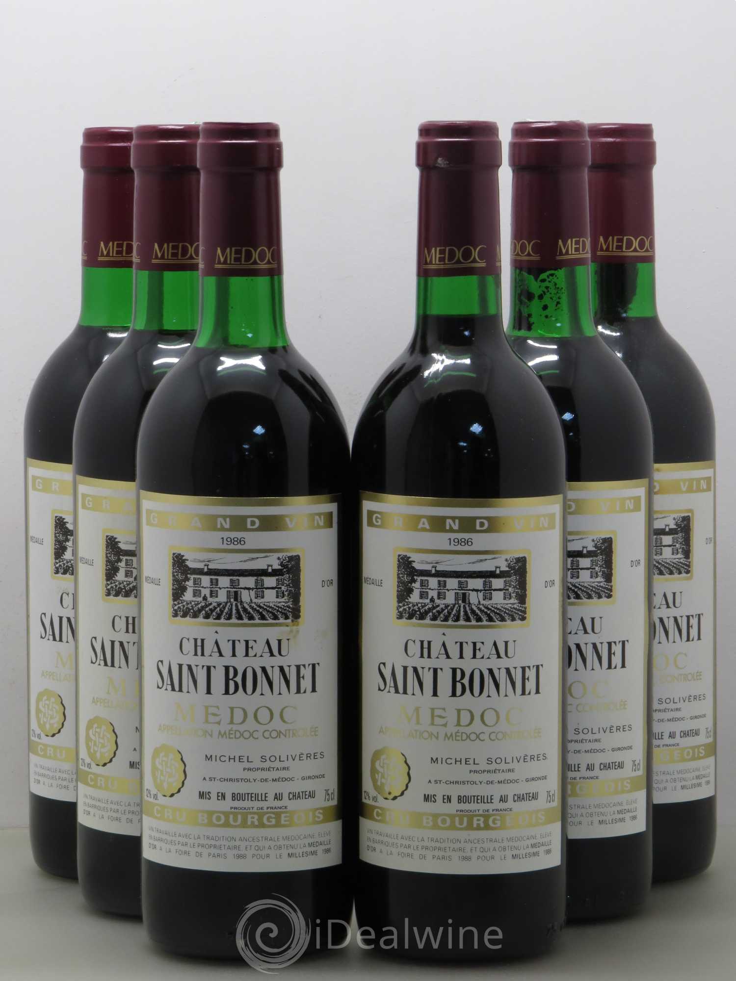 Château Saint-Bonnet Cru Bourgeois (sans prix de réserve) 1986 - Lot de 6 bouteilles - 0