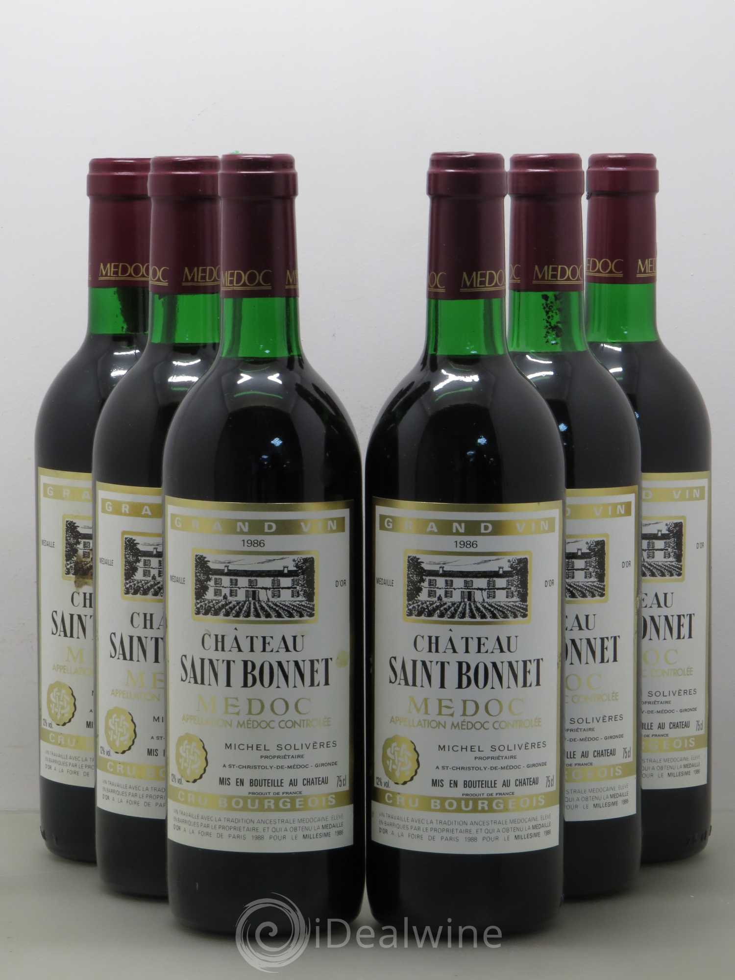 Château Saint-Bonnet Cru Bourgeois (sans prix de réserve) 1986 - Lot de 6 bouteilles - 0