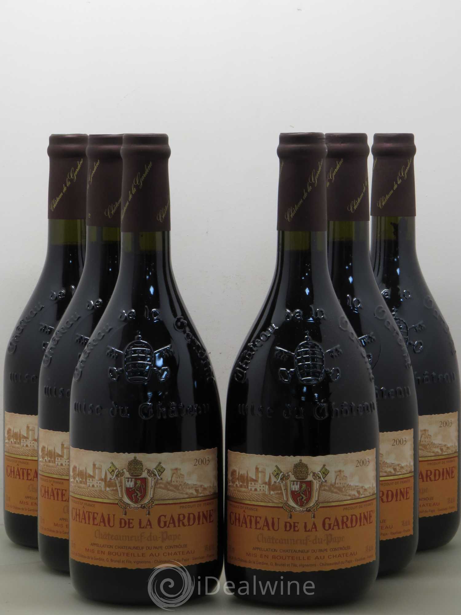 Châteauneuf-du-Pape Château de La Gardine Famille Brunel 2003 - Lot de 6 bouteilles - 0