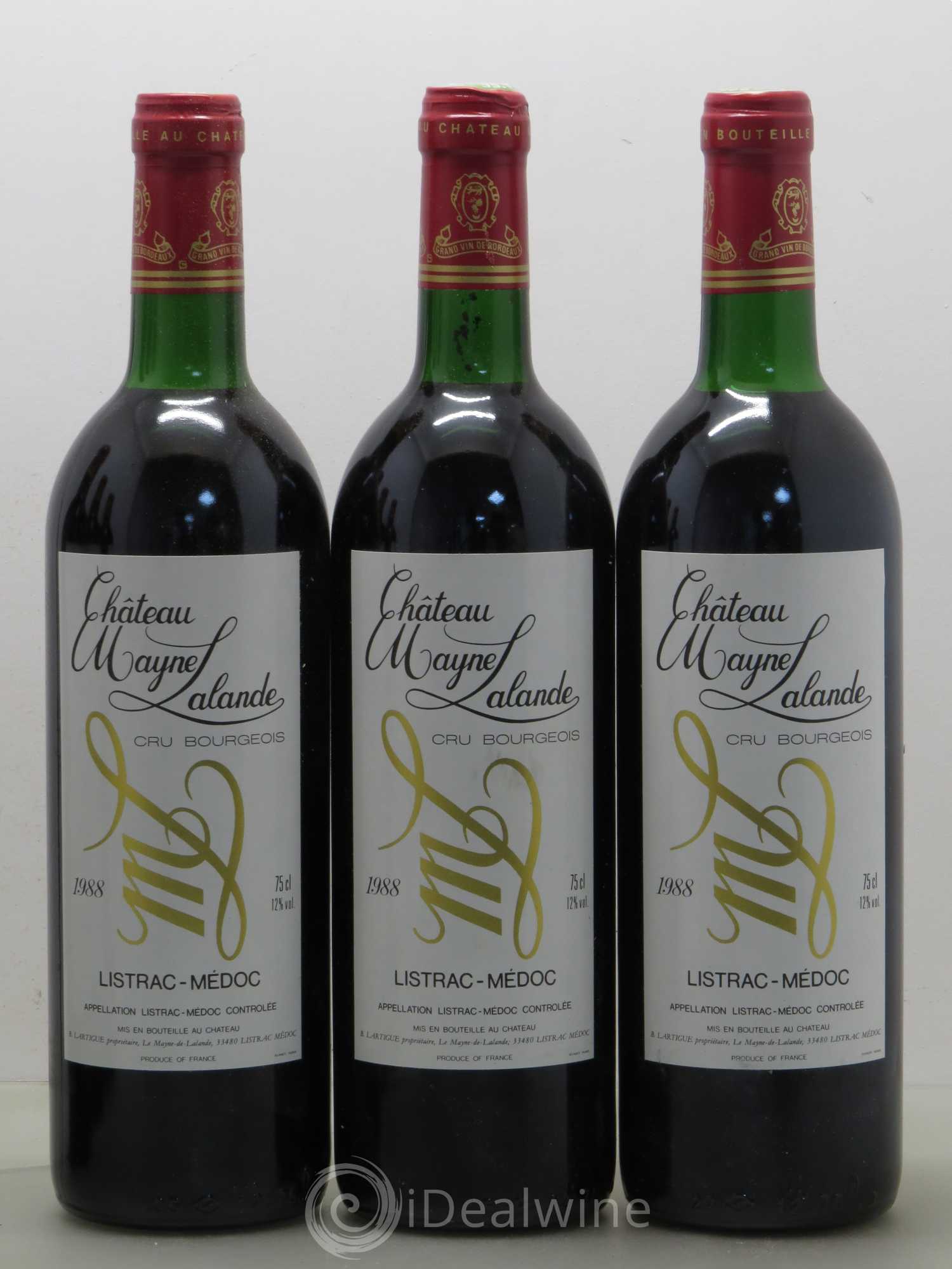 Château Mayne Lalande Cru Bourgeois (sans prix de réserve) 1988 - Lot de 6 bouteilles - 1