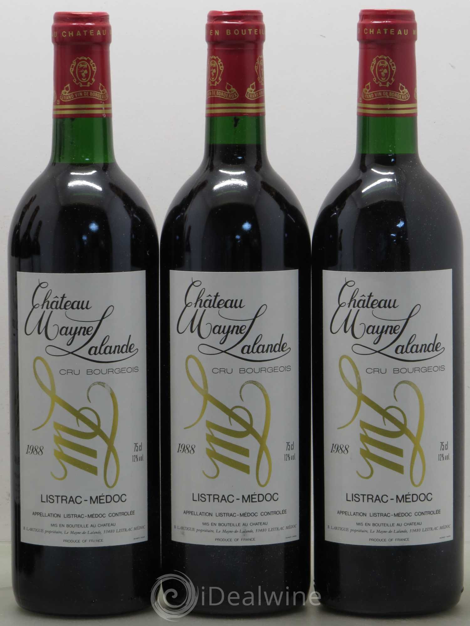 Château Mayne Lalande Cru Bourgeois (sans prix de réserve) 1988 - Lot de 6 bouteilles - 1