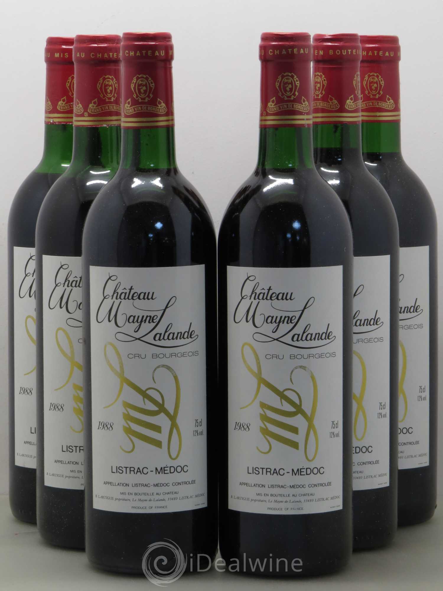Château Mayne Lalande Cru Bourgeois (sans prix de réserve) 1988 - Lot de 6 bouteilles - 0