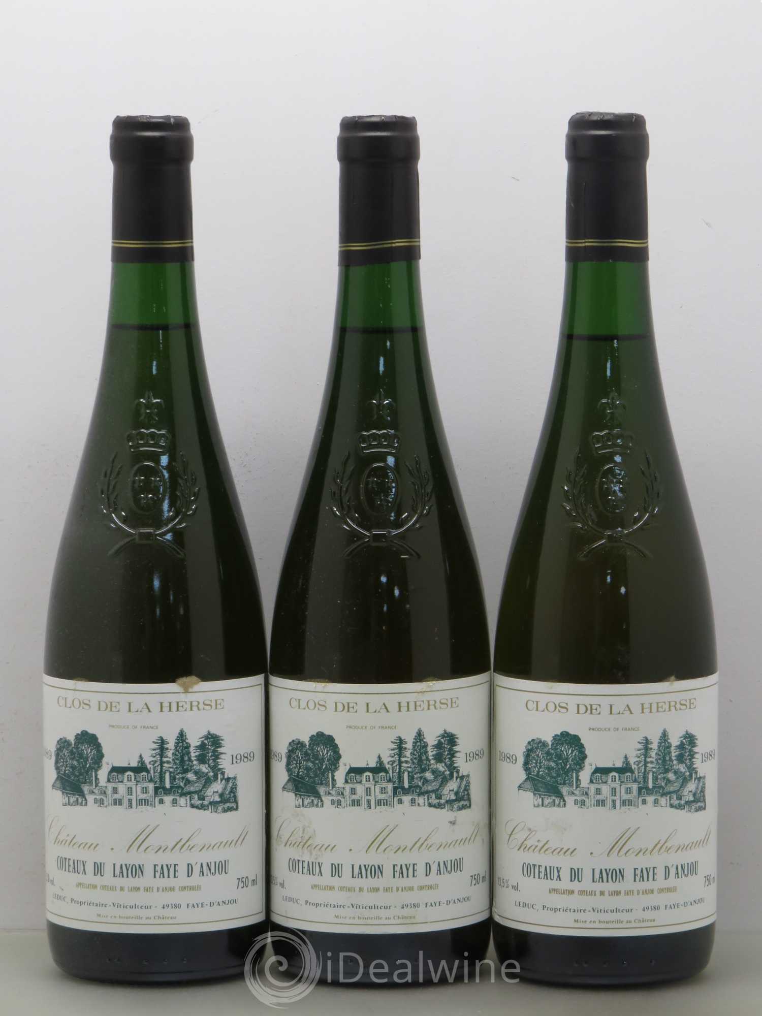 Coteaux du Layon Château Montbenault Clos de la Herse (sans prix de réserve) 1989 - Lotto di 3 bottiglie - 0