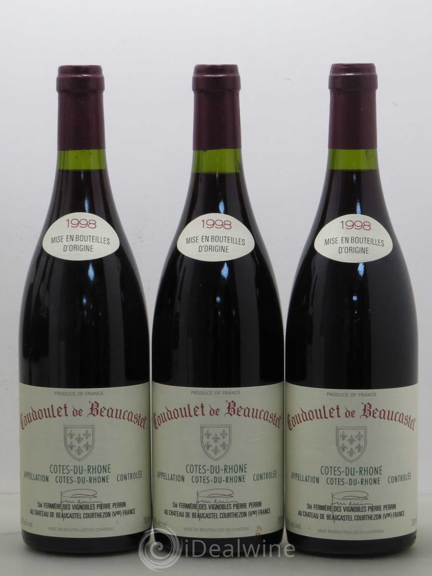 Côtes-du-Rhône Coudoulet de Beaucastel Famille Perrin (sans prix de réserve) 1998 - Lot de 6 bouteilles - 1