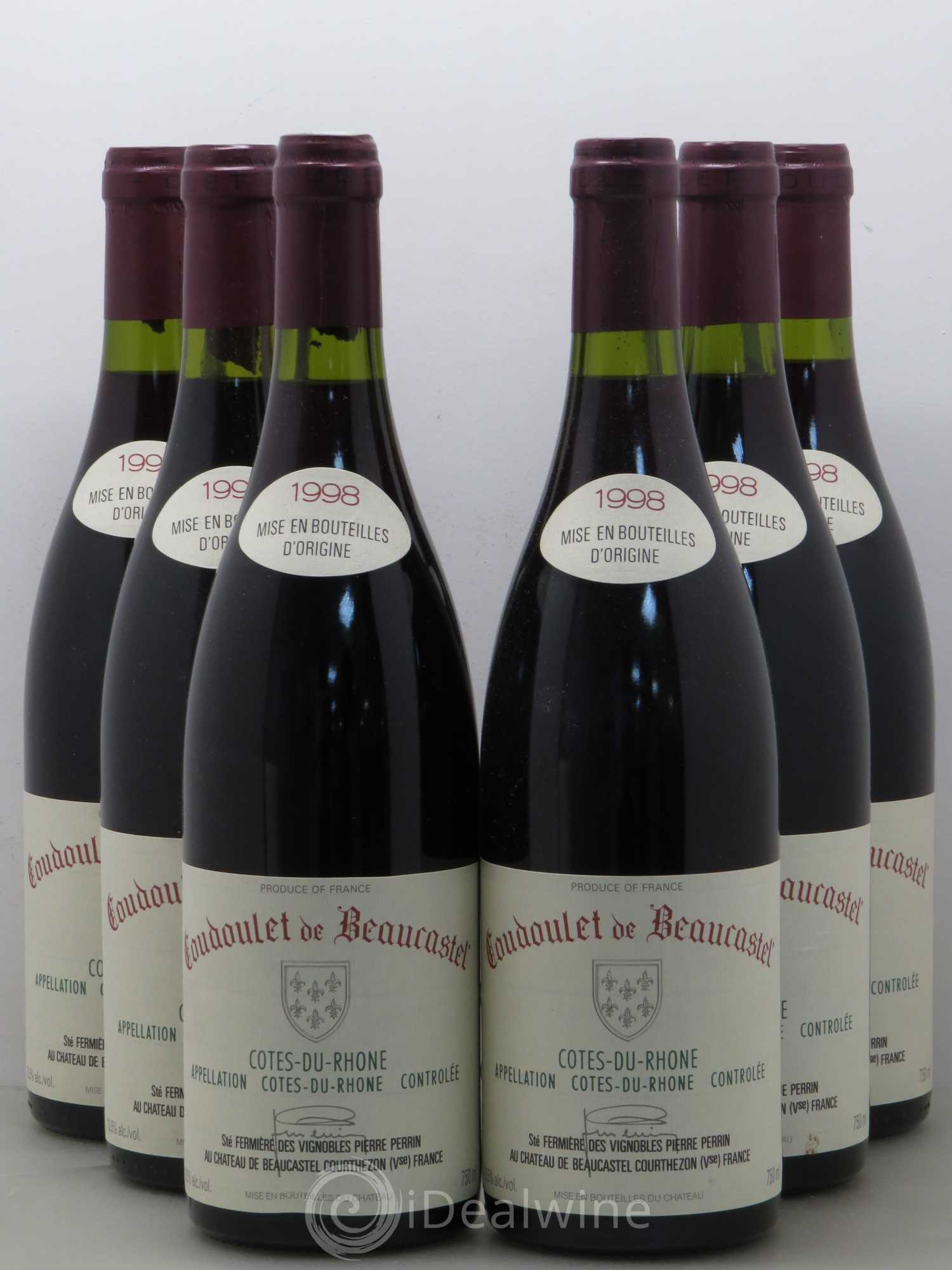 Côtes-du-Rhône Coudoulet de Beaucastel Famille Perrin (sans prix de réserve) 1998 - Lot de 6 bouteilles - 0