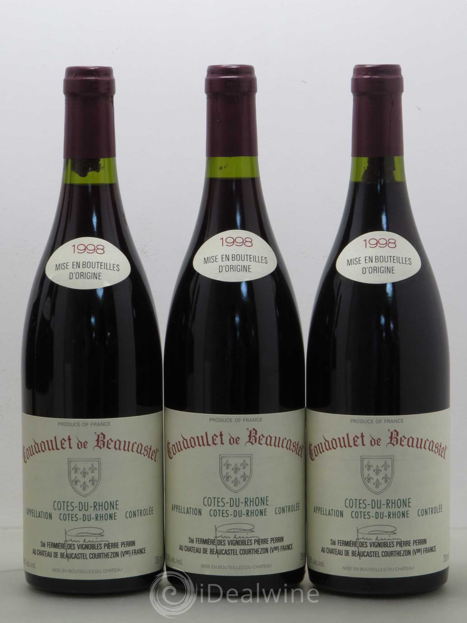 Côtes-du-Rhône Coudoulet de Beaucastel Famille Perrin  (sans prix de réserve) 1998 - Lot de 6 bouteilles - 1