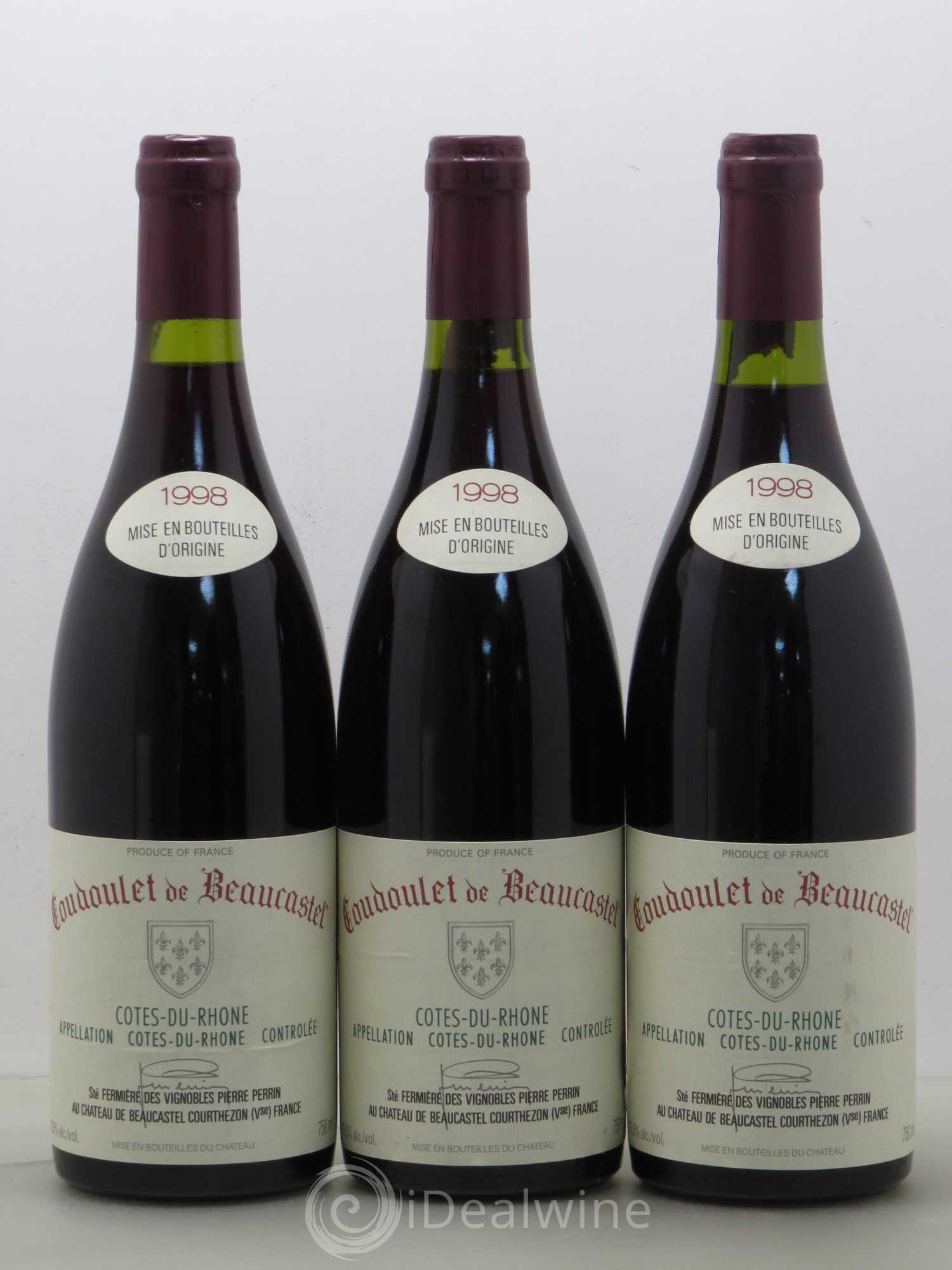 Côtes-du-Rhône Coudoulet de Beaucastel Famille Perrin  (sans prix de réserve) 1998 - Lot de 6 bouteilles - 2