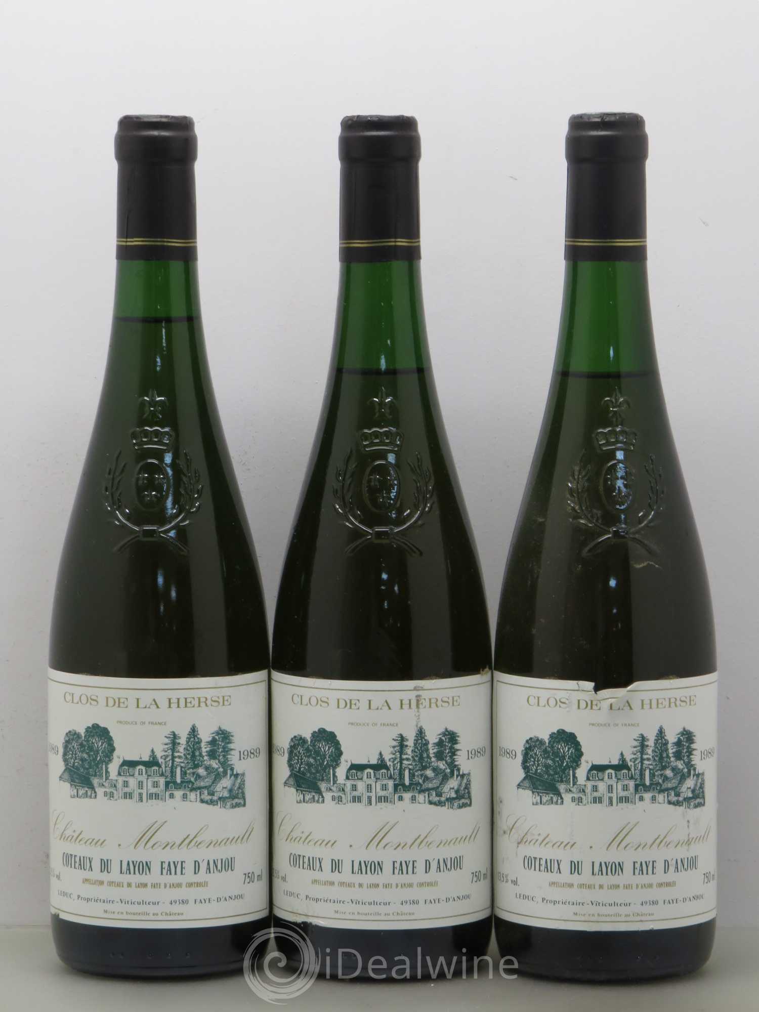 Coteaux du Layon Château Montbenault Clos de la Herse (sans prix de réserve) 1989 - Lotto di 3 bottiglie - 0