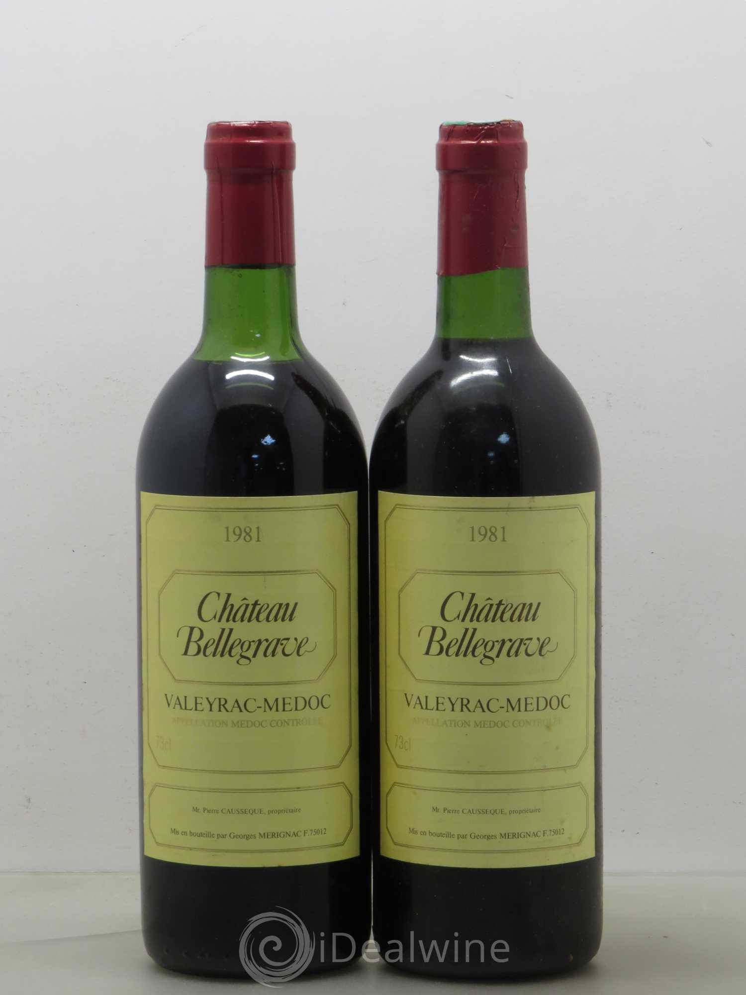 Médoc Château Bellegrave 1981 - Lot de 2 bouteilles - 0