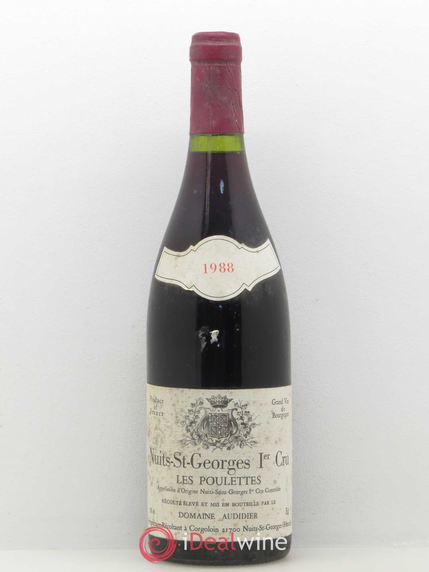 Nuits-Saint-Georges 1er Cru Les Poulettes Domaine Audidier 1988 - Lot de 1 bouteille - 0