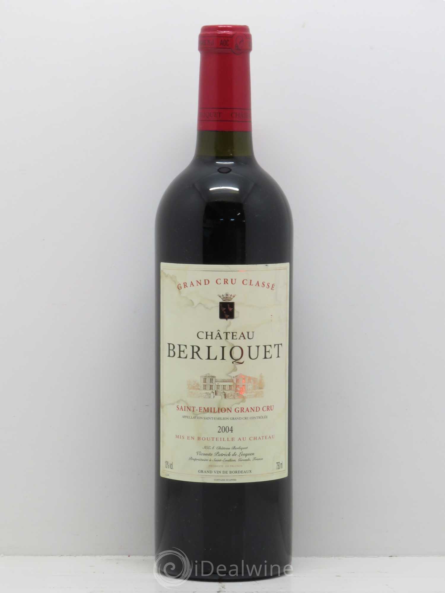 Château Berliquet Grand Cru Classé 2004 - Lot de 1 bouteille - 0
