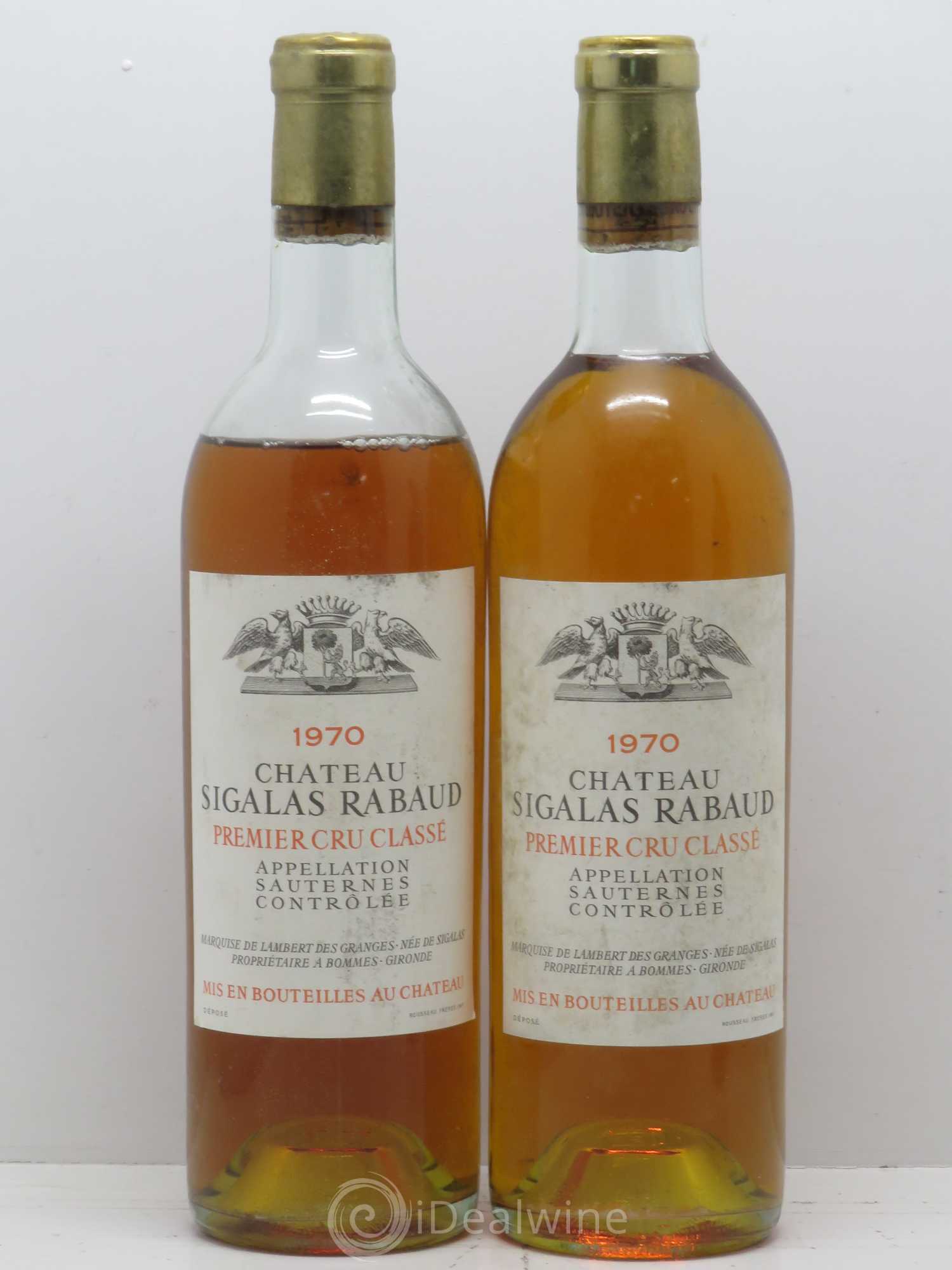 Château Sigalas Rabaud 1er Grand Cru Classé 1970 - Lotto di 2 bottiglie - 0