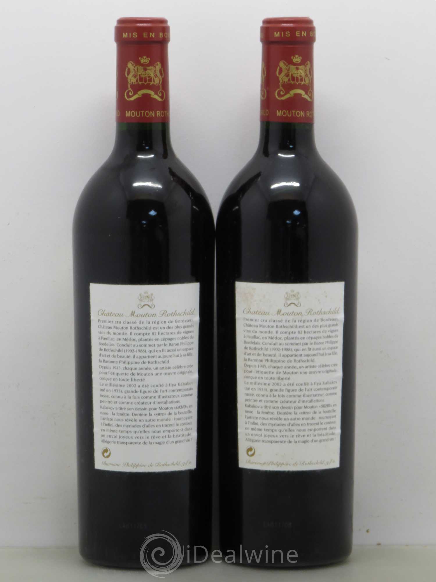 Château Mouton Rothschild 1er Grand Cru Classé 2002 - Lot de 2 bouteilles - 1