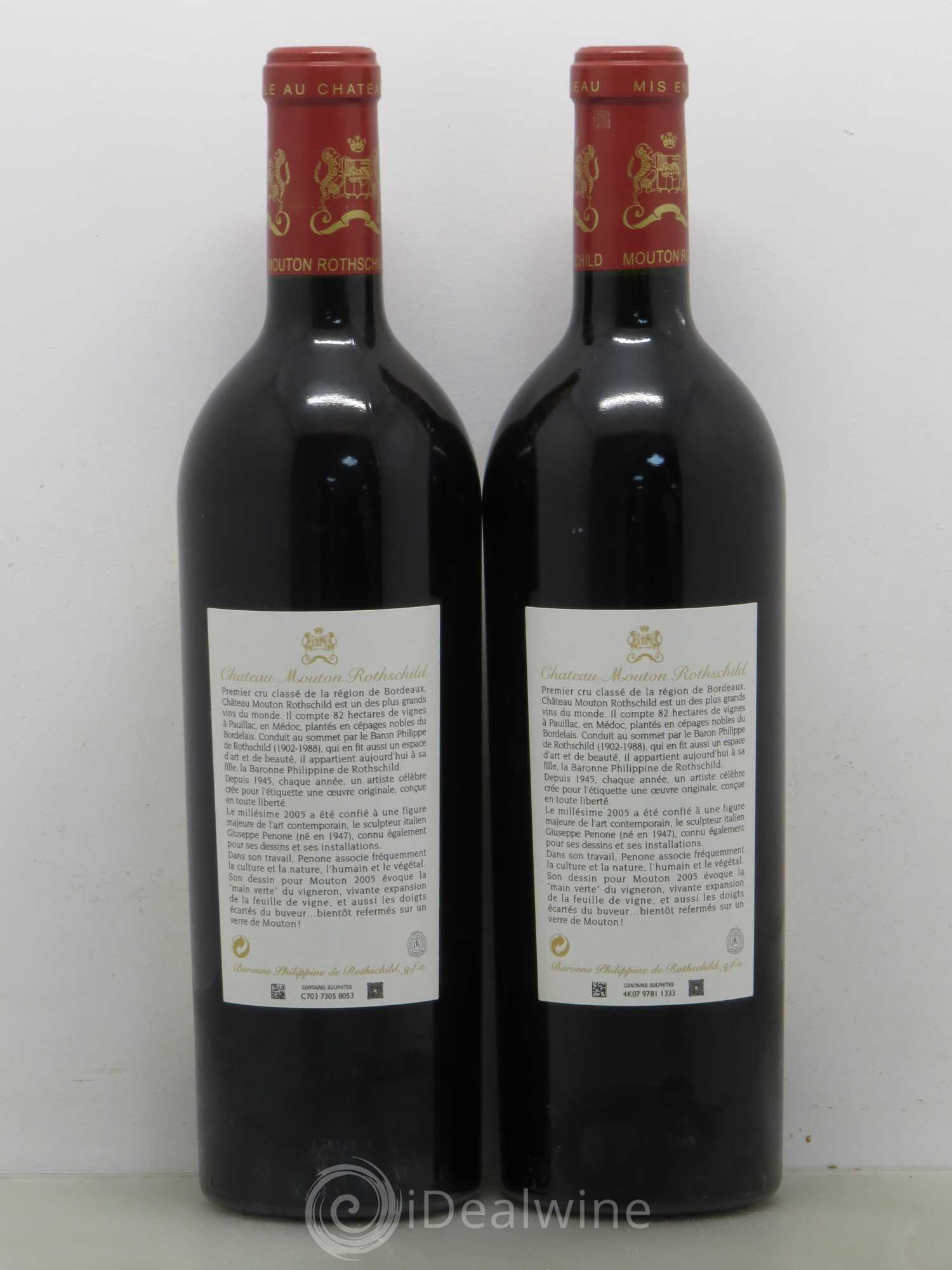 Château Mouton Rothschild 1er Grand Cru Classé 2005 - Lot de 2 bouteilles - 1