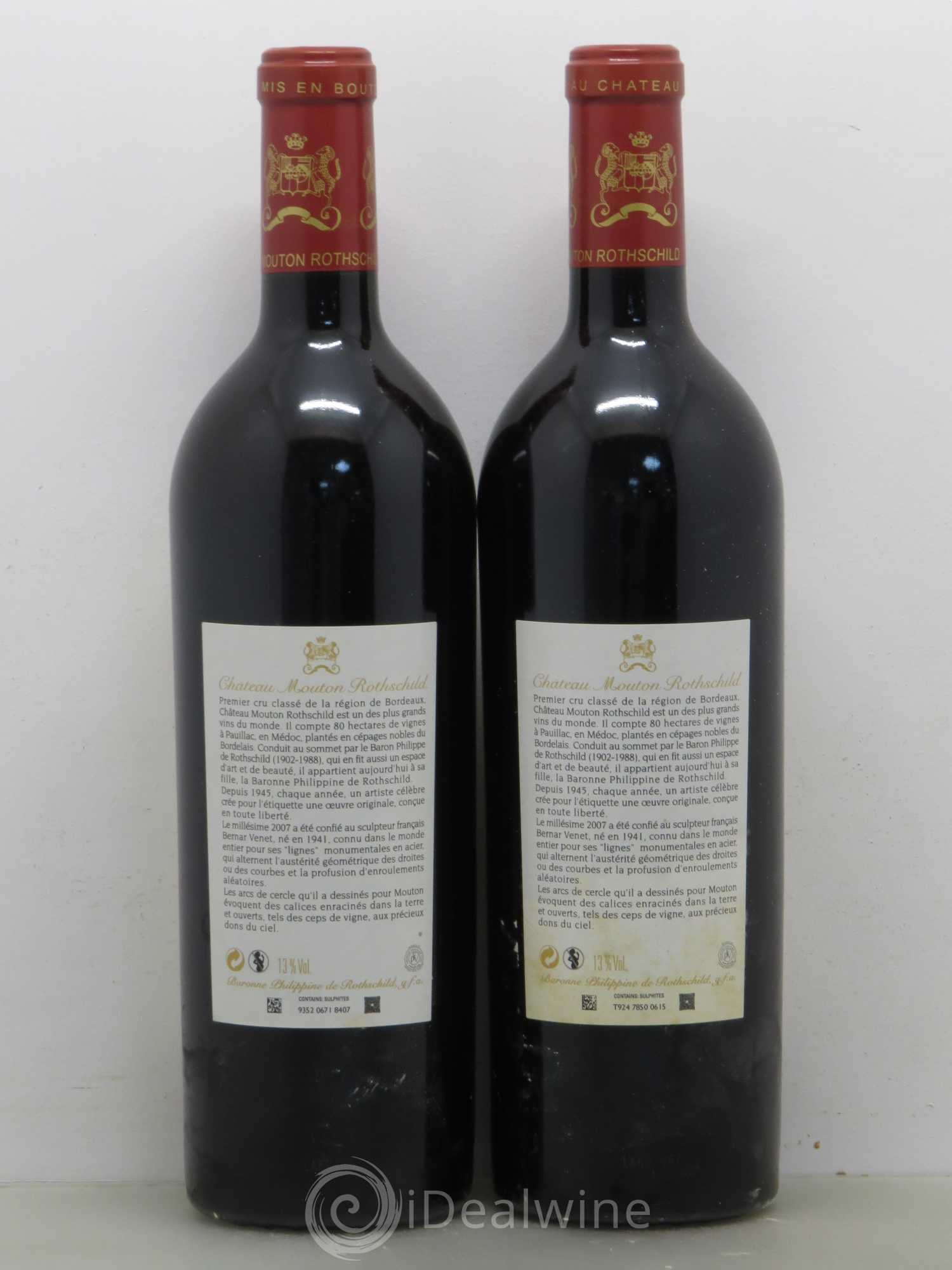 Château Mouton Rothschild 1er Grand Cru Classé 2007 - Lot de 2 bouteilles - 1