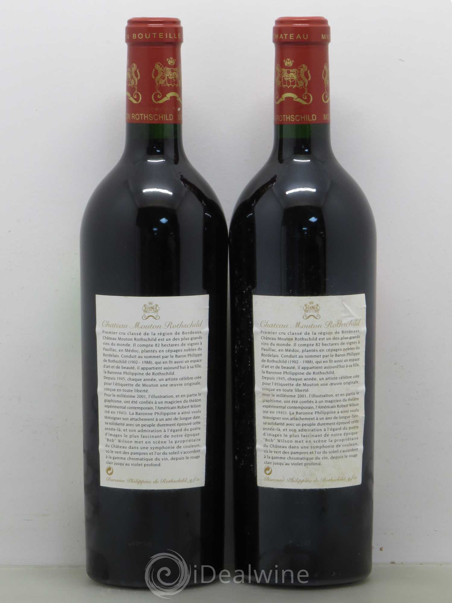 Château Mouton Rothschild 1er Grand Cru Classé 2001 - Lot de 2 bouteilles - 1