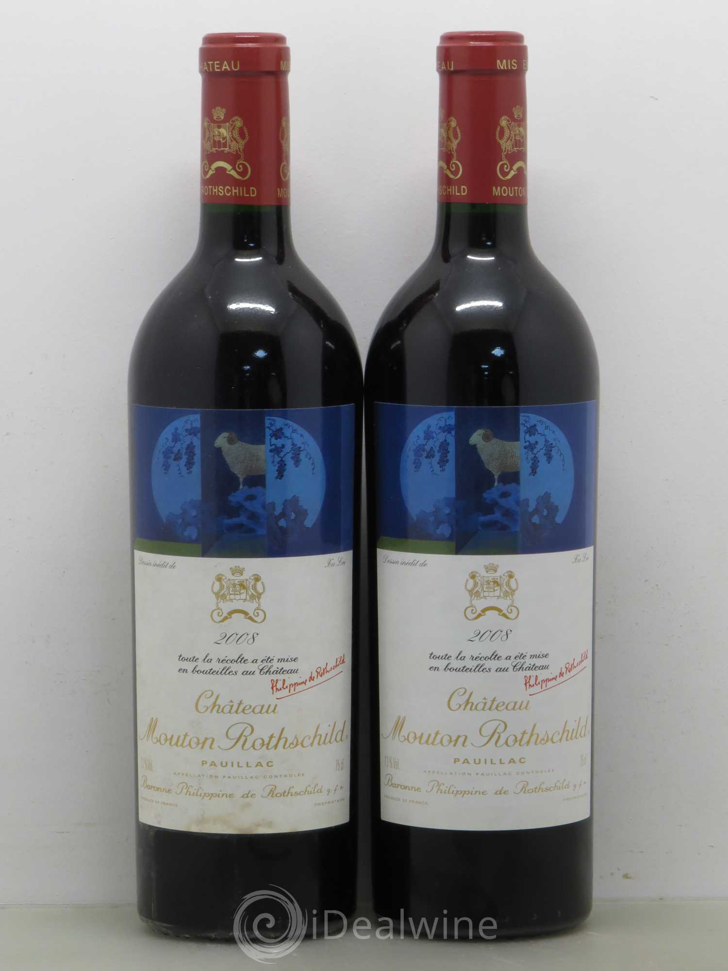 Château Mouton Rothschild 1er Grand Cru Classé 2008 - Lot de 2 bouteilles - 0