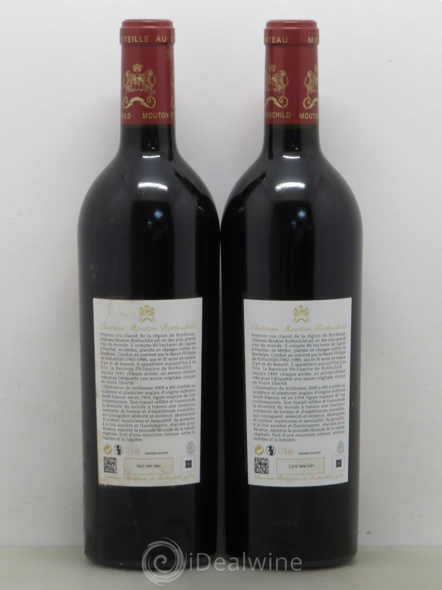 Château Mouton Rothschild 1er Grand Cru Classé 2009 - Lot de 2 bouteilles - 1