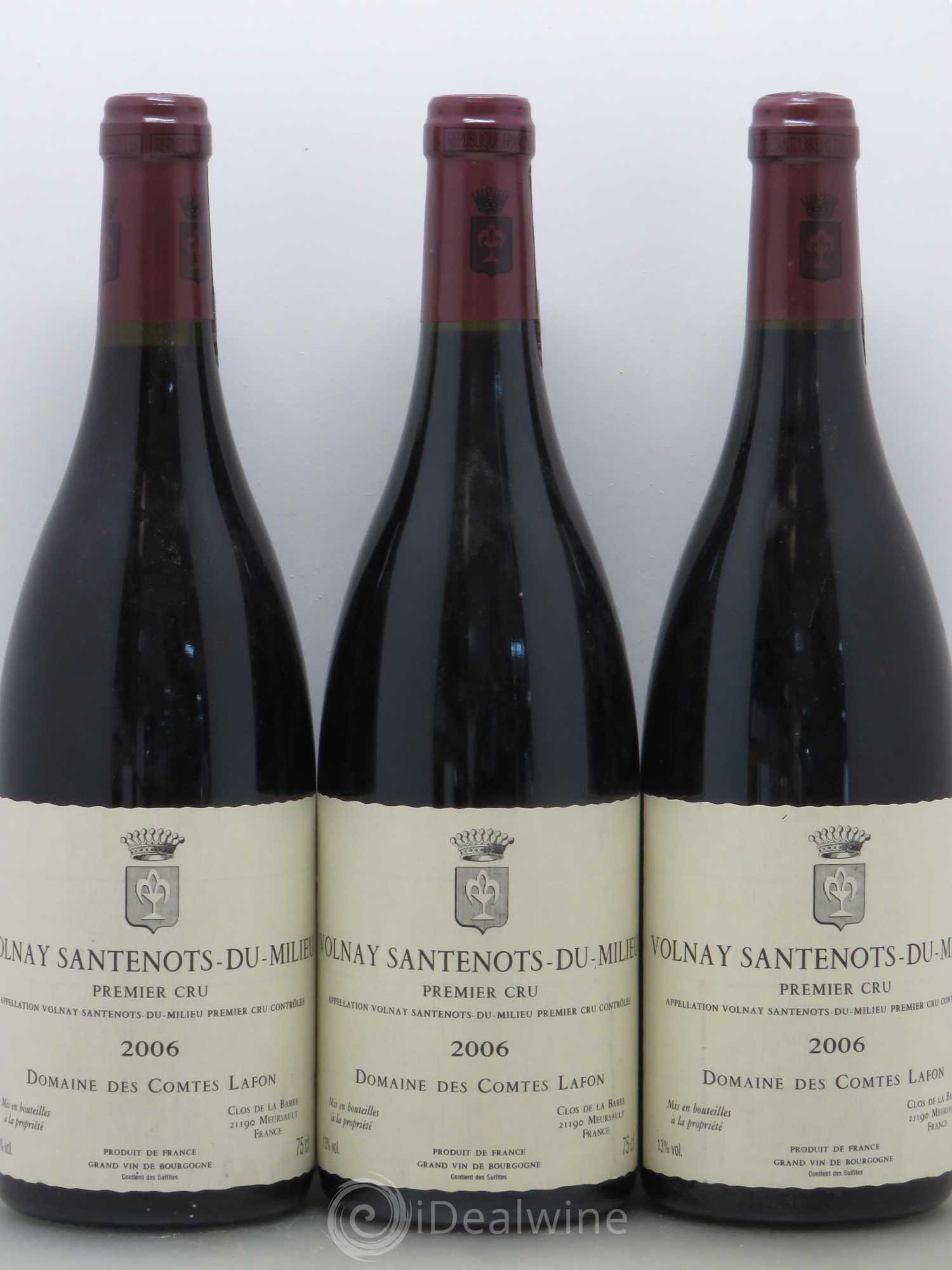 Volnay 1er Cru Santenots du Milieu Comtes Lafon (Domaine des) 2006 - Lot de 3 bouteilles - 0