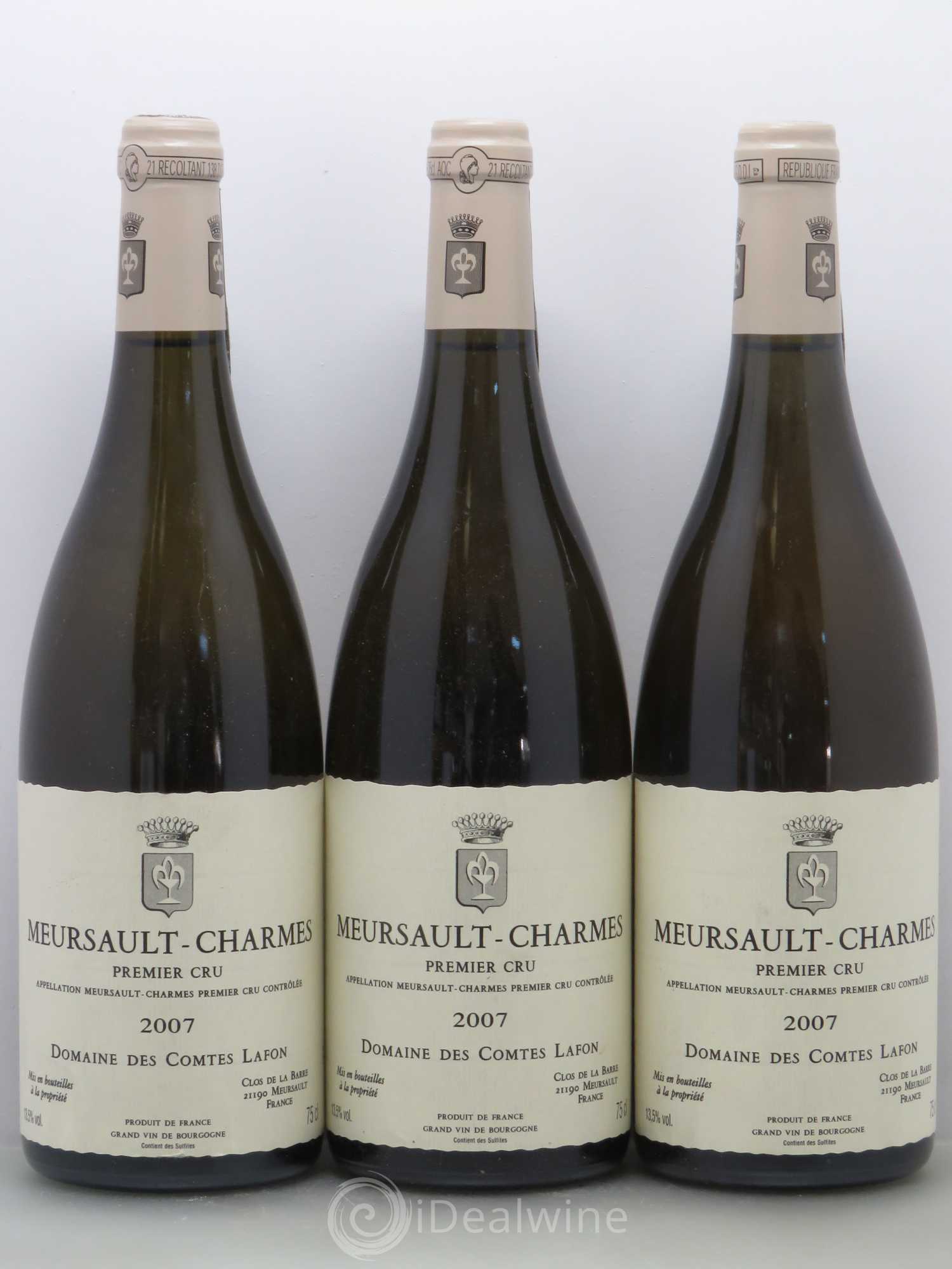 Meursault 1er Cru Charmes Comtes Lafon (Domaine des) 2007 - Lot de 3 bouteilles - 0