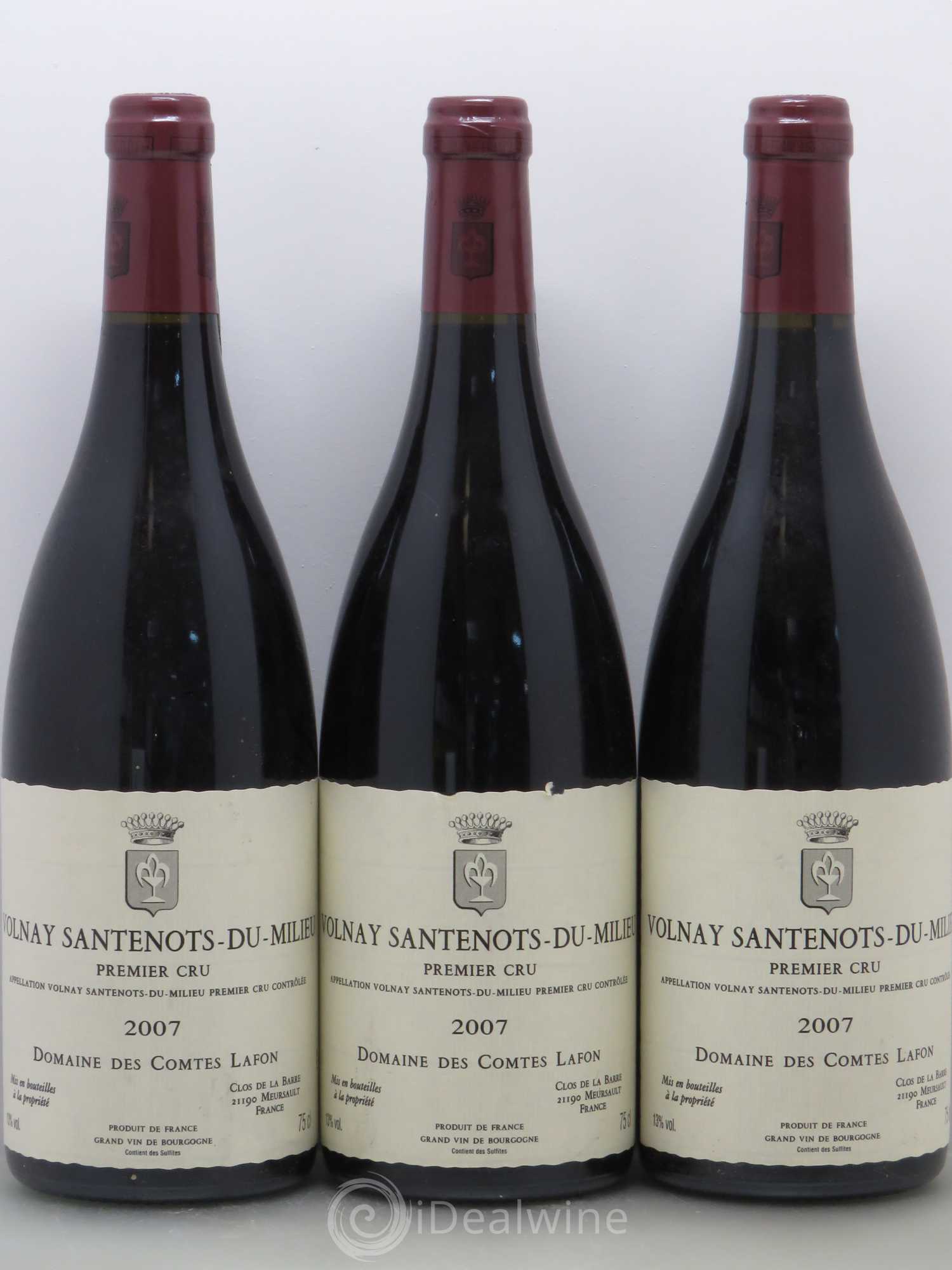 Volnay 1er Cru Santenots du Milieu Comtes Lafon (Domaine des) 2007 - Lot de 3 bouteilles - 0