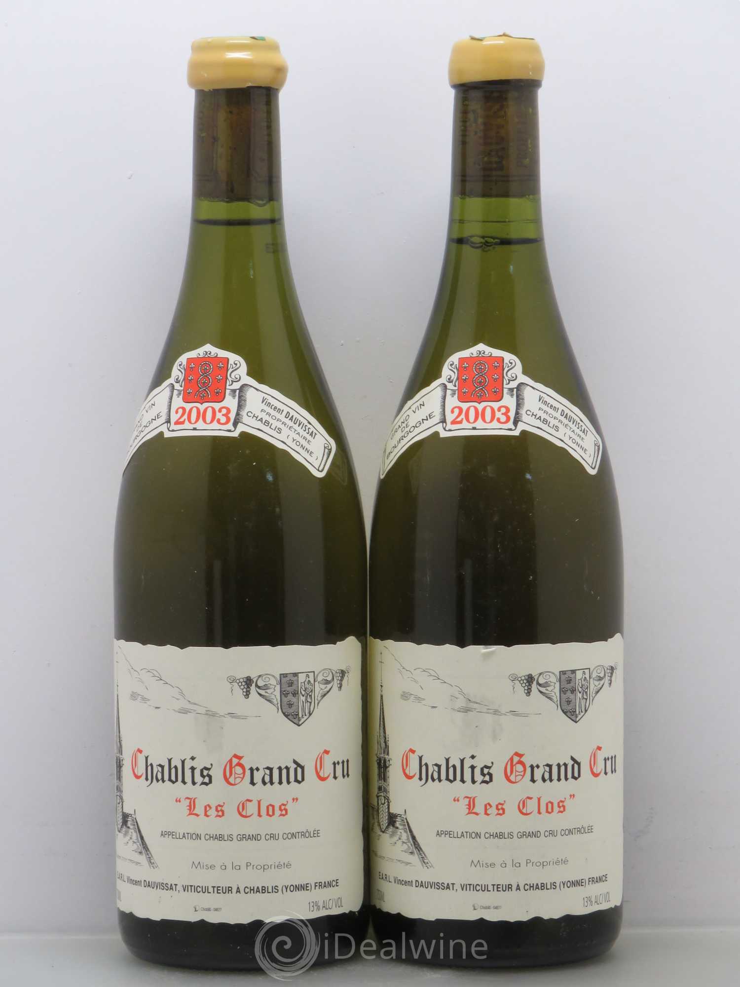 Chablis Grand Cru Les Clos Vincent Dauvissat (Domaine) 2003 - Lot de 2 bouteilles - 0