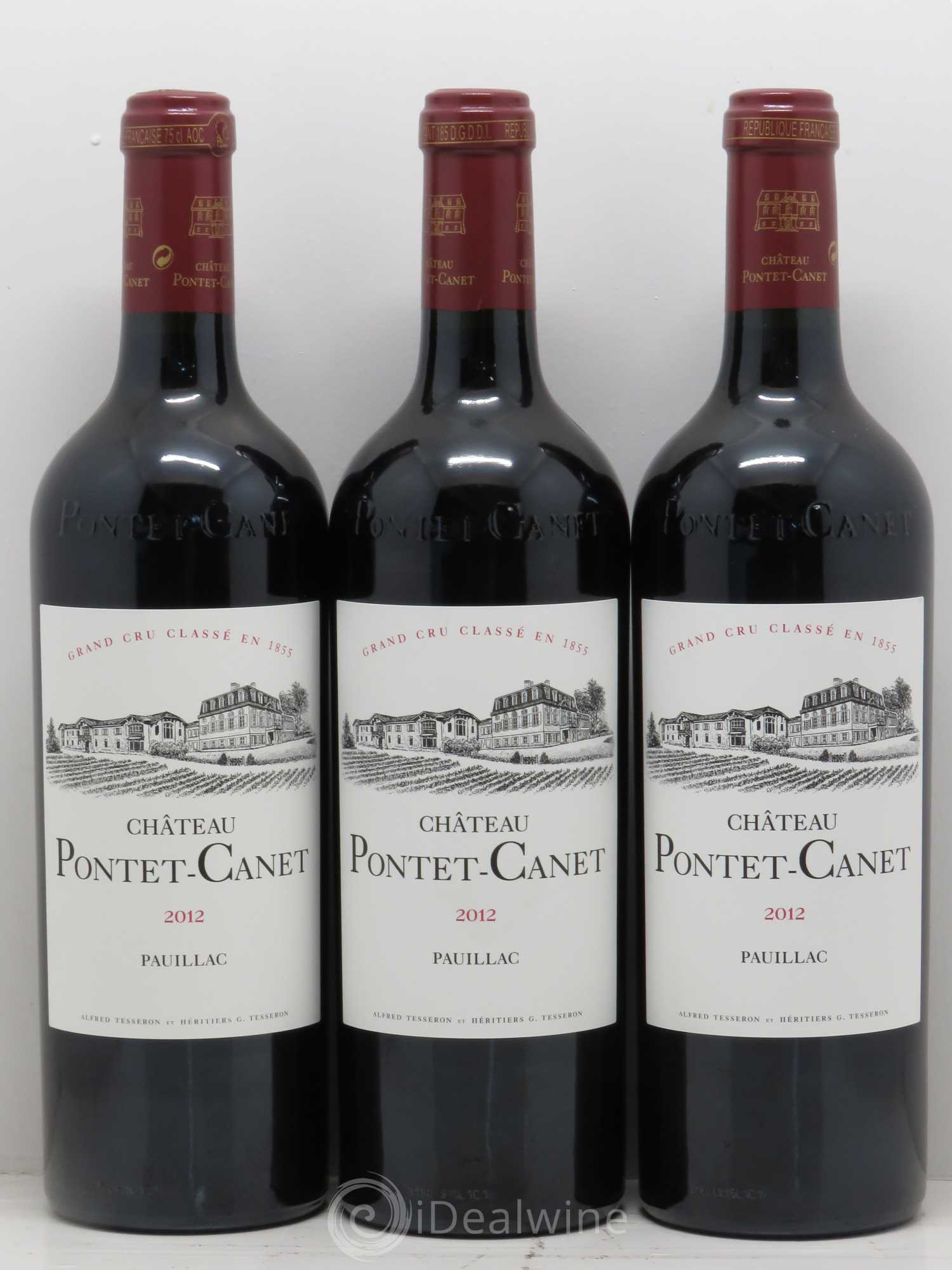 Château Pontet Canet 5ème Grand Cru Classé 2012 - Lot de 3 bouteilles - 0