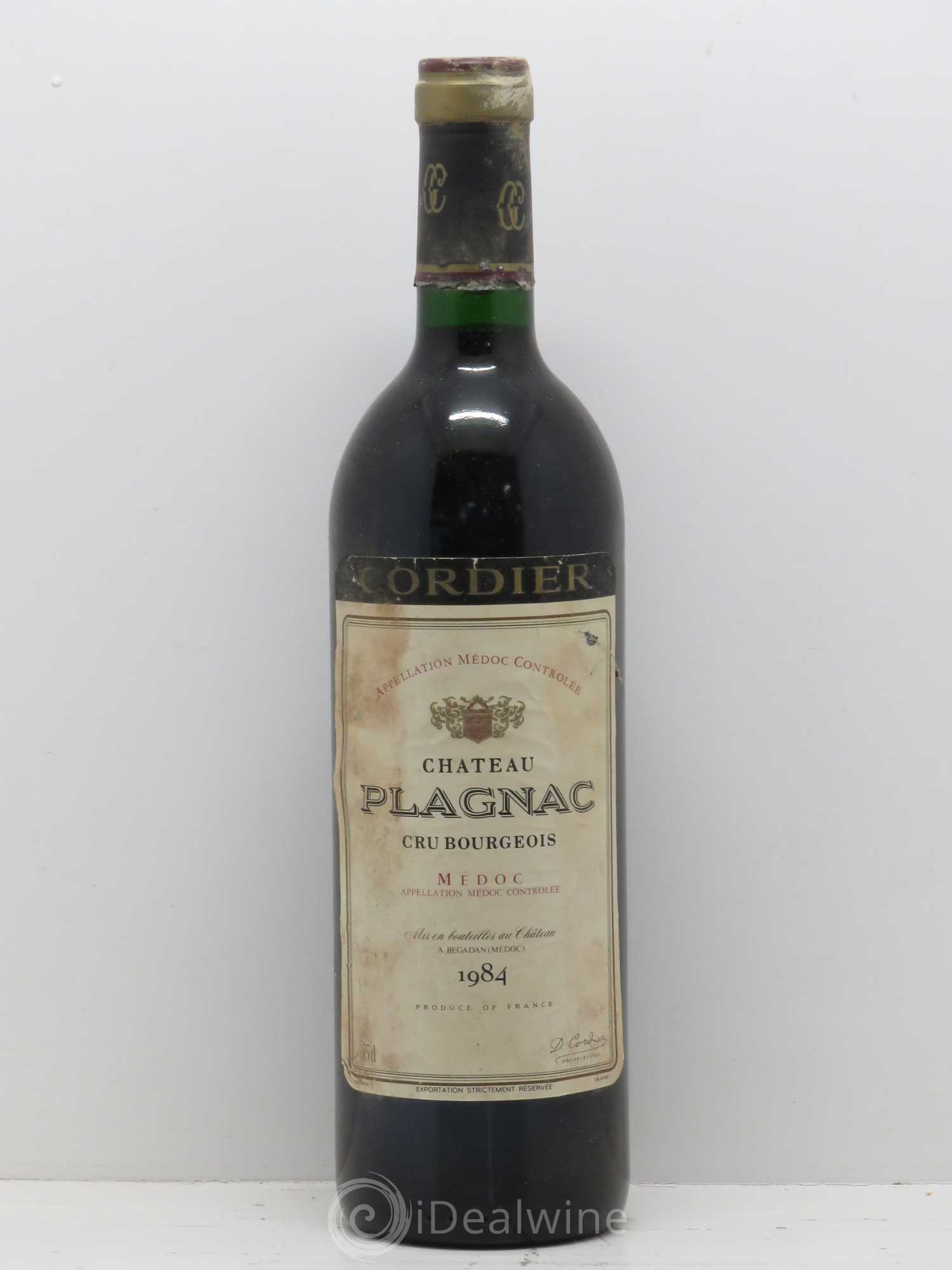 Château Plagnac Cru Bourgeois 1984 - Lot de 1 bouteille - 0